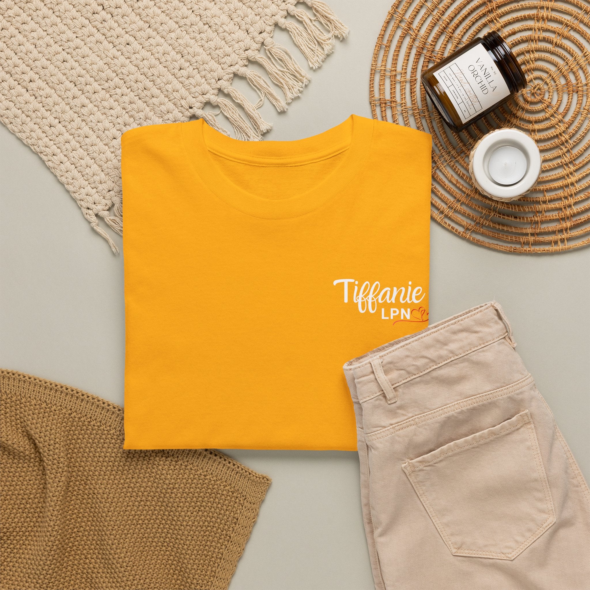 T-shirt — "Tiffany LPN" Script Logo Chest Tee