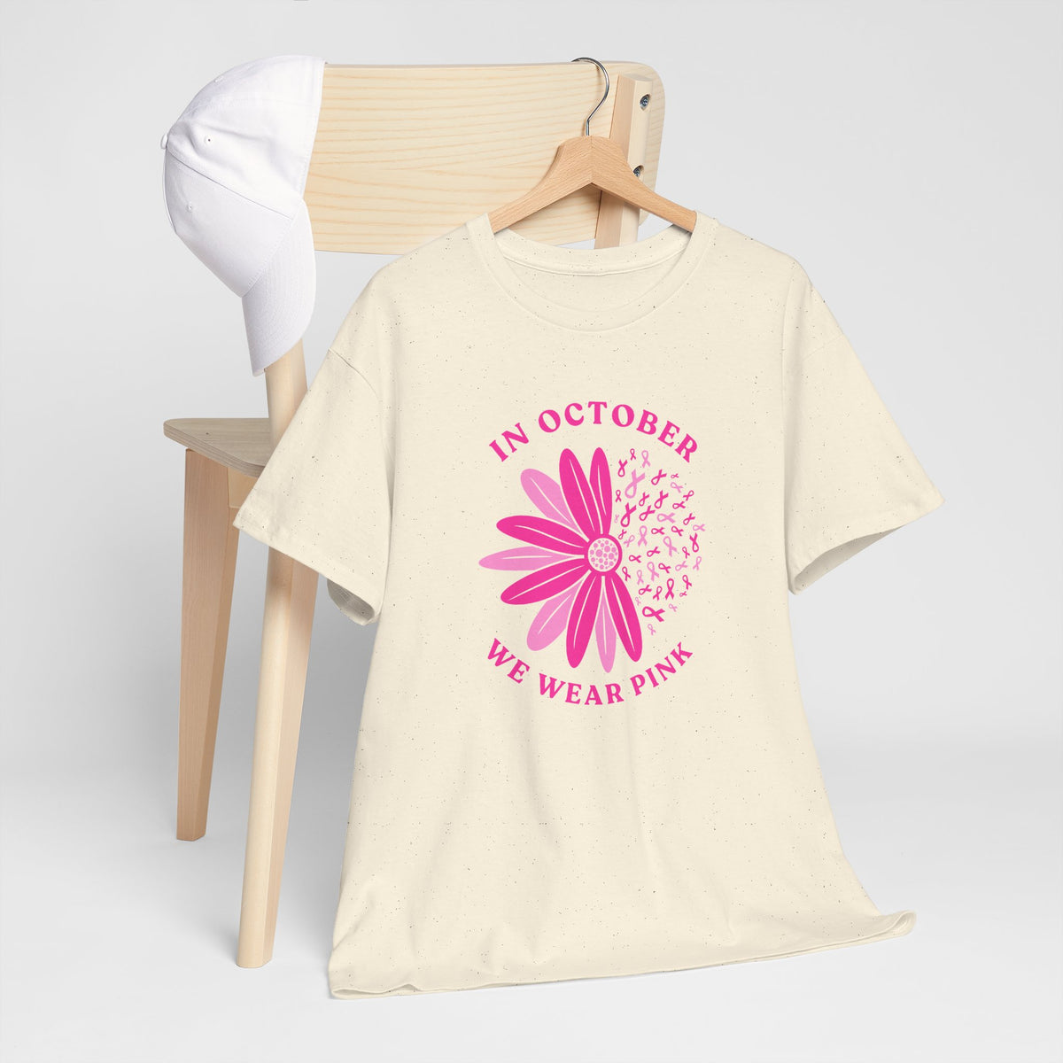 Breast Cancer Awareness Tee — "In October We Wear Pink" Floral Design