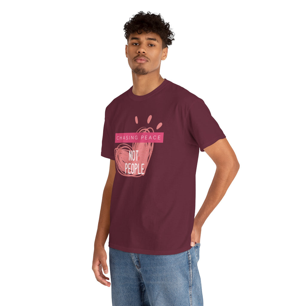Chasing Peace Not People Tee — Pink Graphic Mental Health Awareness T‑Shirt