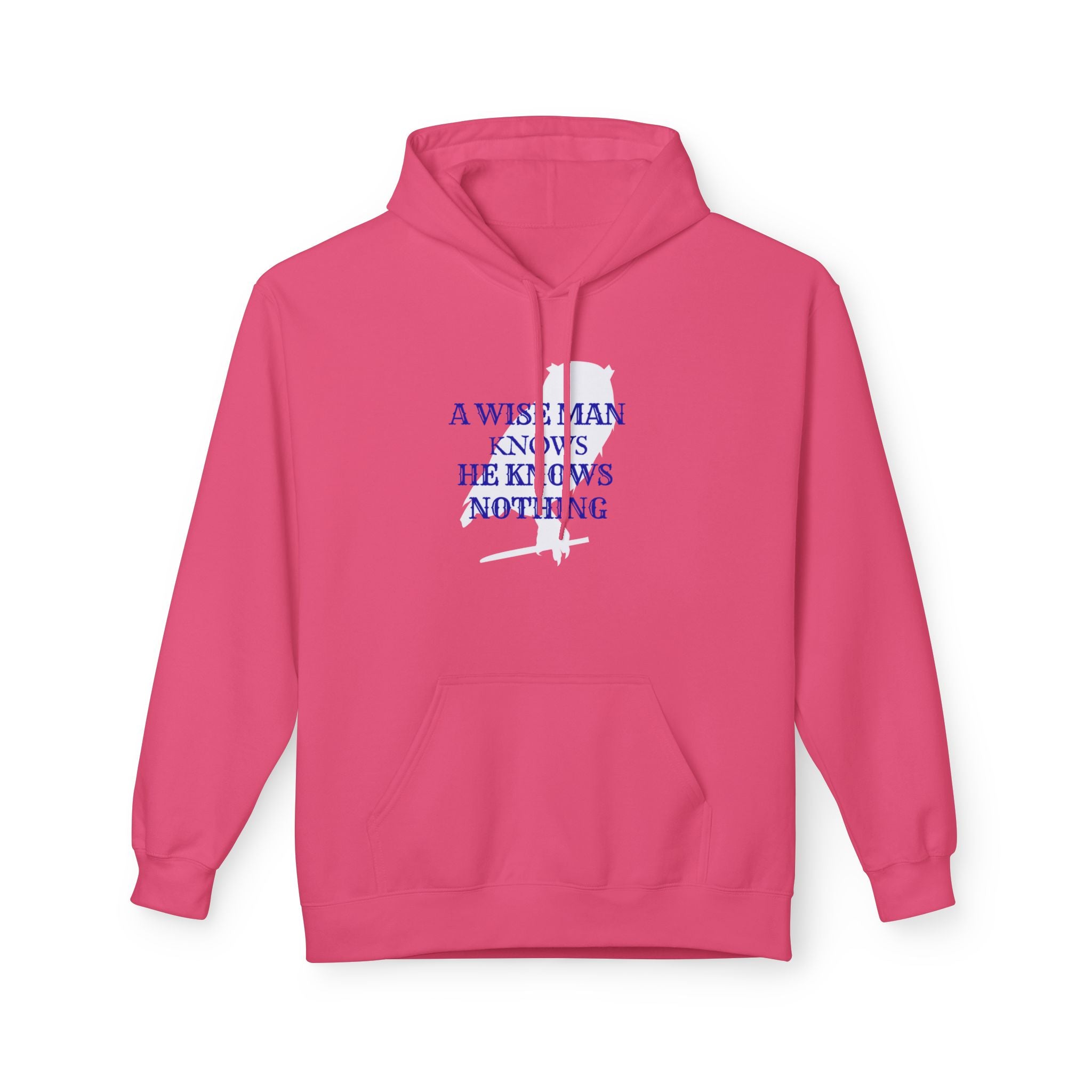 Hoodie — “A Wise Man Knows He Knows Nothing” Minimal Quote Pullover