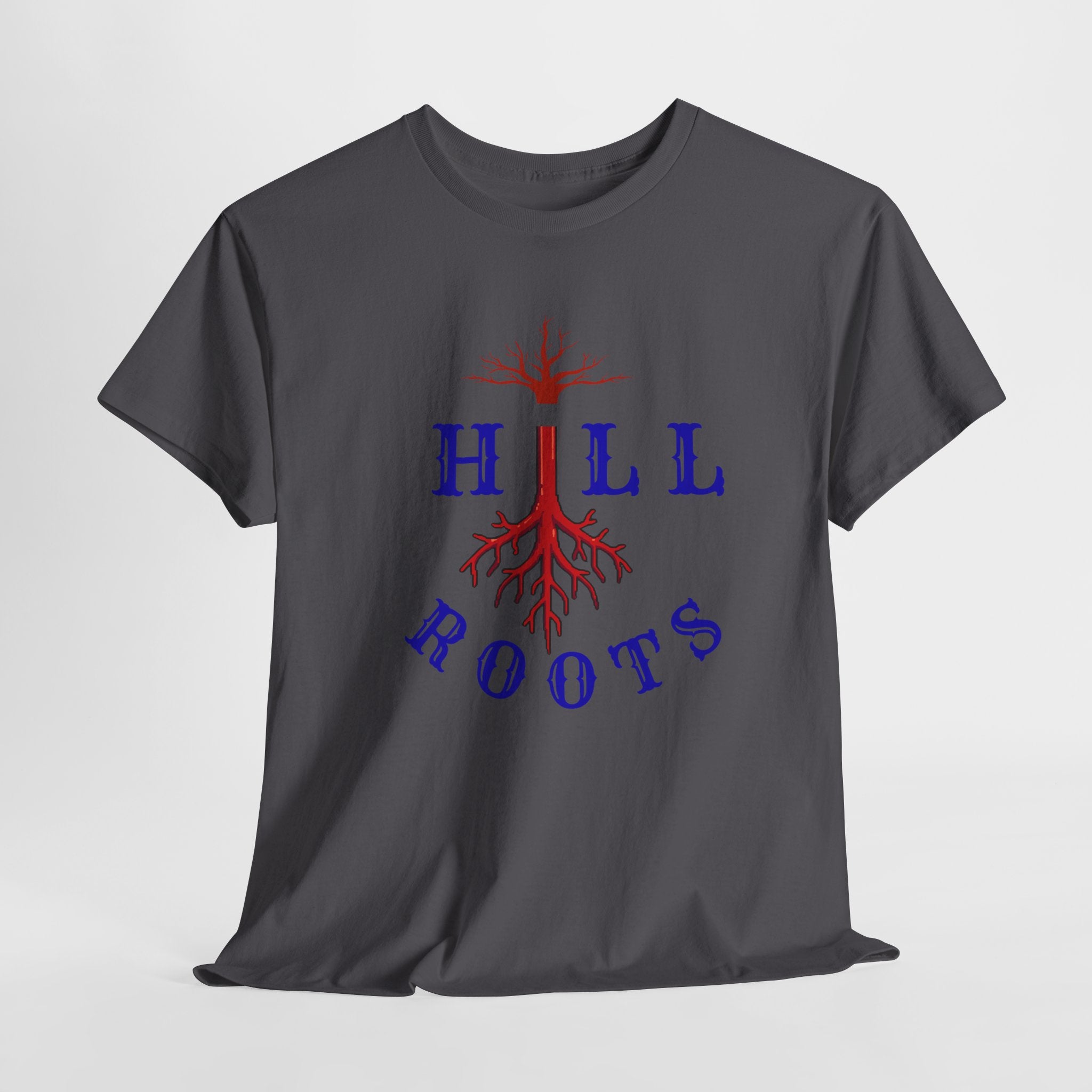 T-Shirt — Hill Roots Logo Tee (red tree roots graphic)