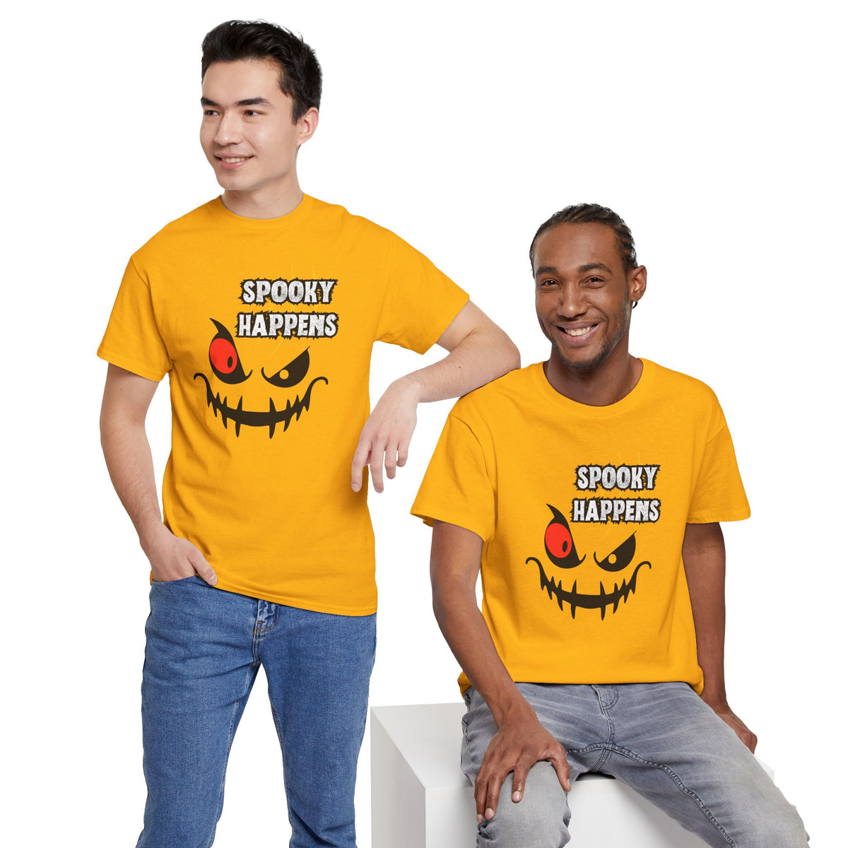 Spooky Happens Halloween T-Shirt — Creepy Jack-O'-Lantern Face Tee