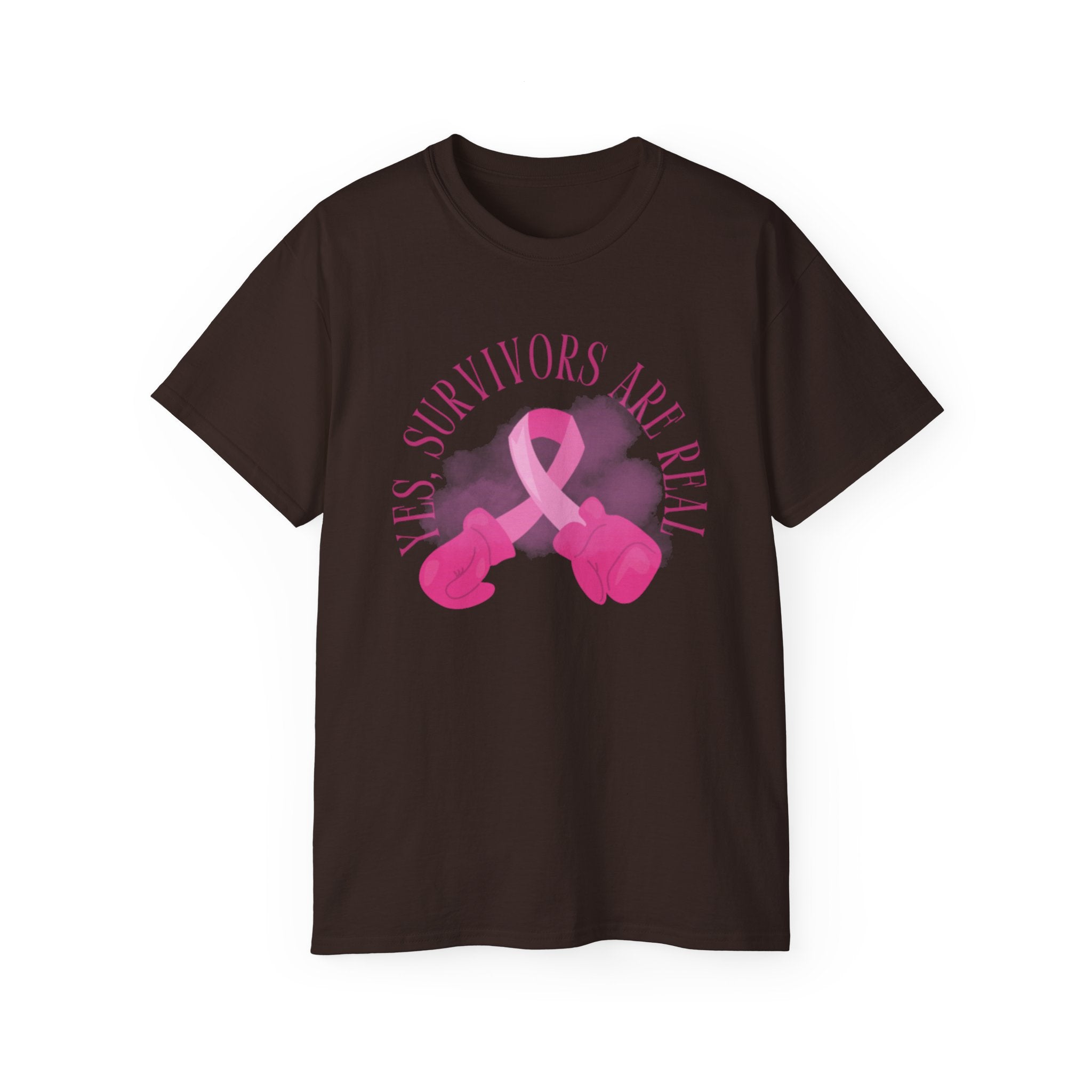 Breast Cancer Survivors Are Real T-Shirt — Pink Ribbon Boxing Gloves Tee
