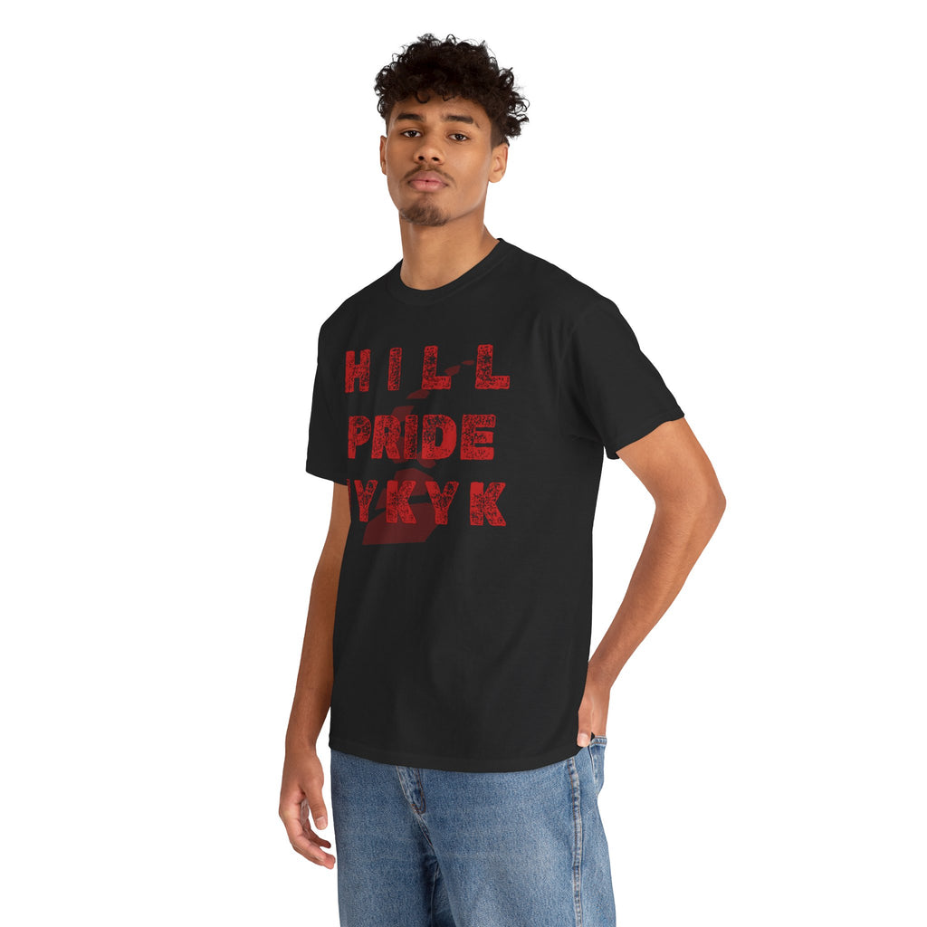 Hill Pride Cobblestone Road Graphic Tee — Red Brick Path Text Design