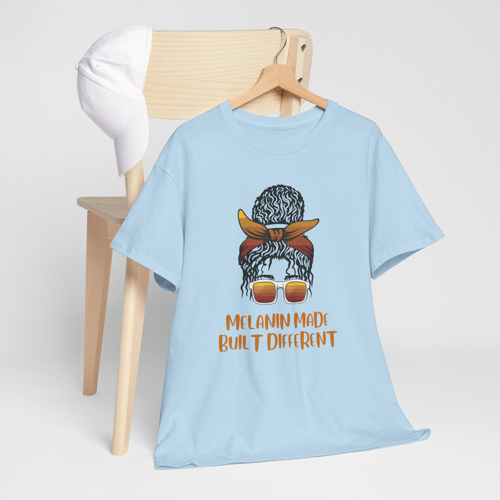 T-Shirt — "Melanin Made, Built Different" Graphic Tee