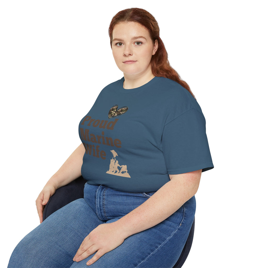 Proud Marine Wife T-Shirt — Camouflage Heart & Marine Family Tee
