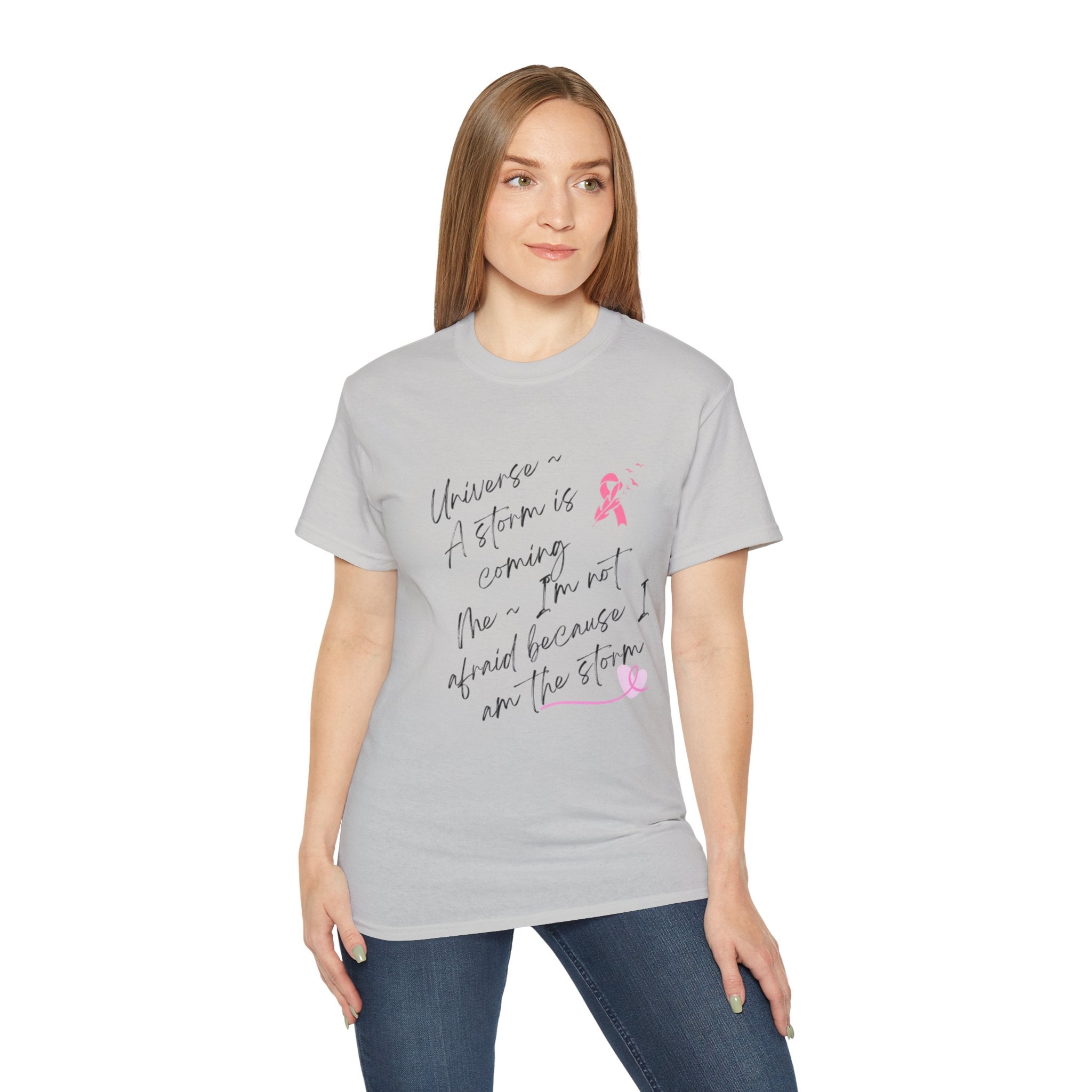 Breast Cancer Awareness Tee – "A Storm is Coming" Inspirational Cotton Shirt