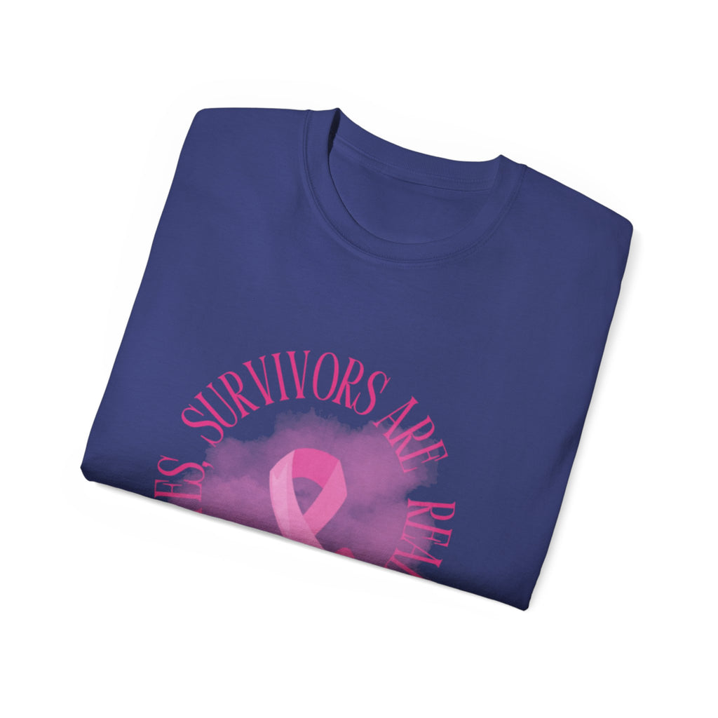 Breast Cancer Survivors Are Real T-Shirt — Pink Ribbon Boxing Gloves Tee