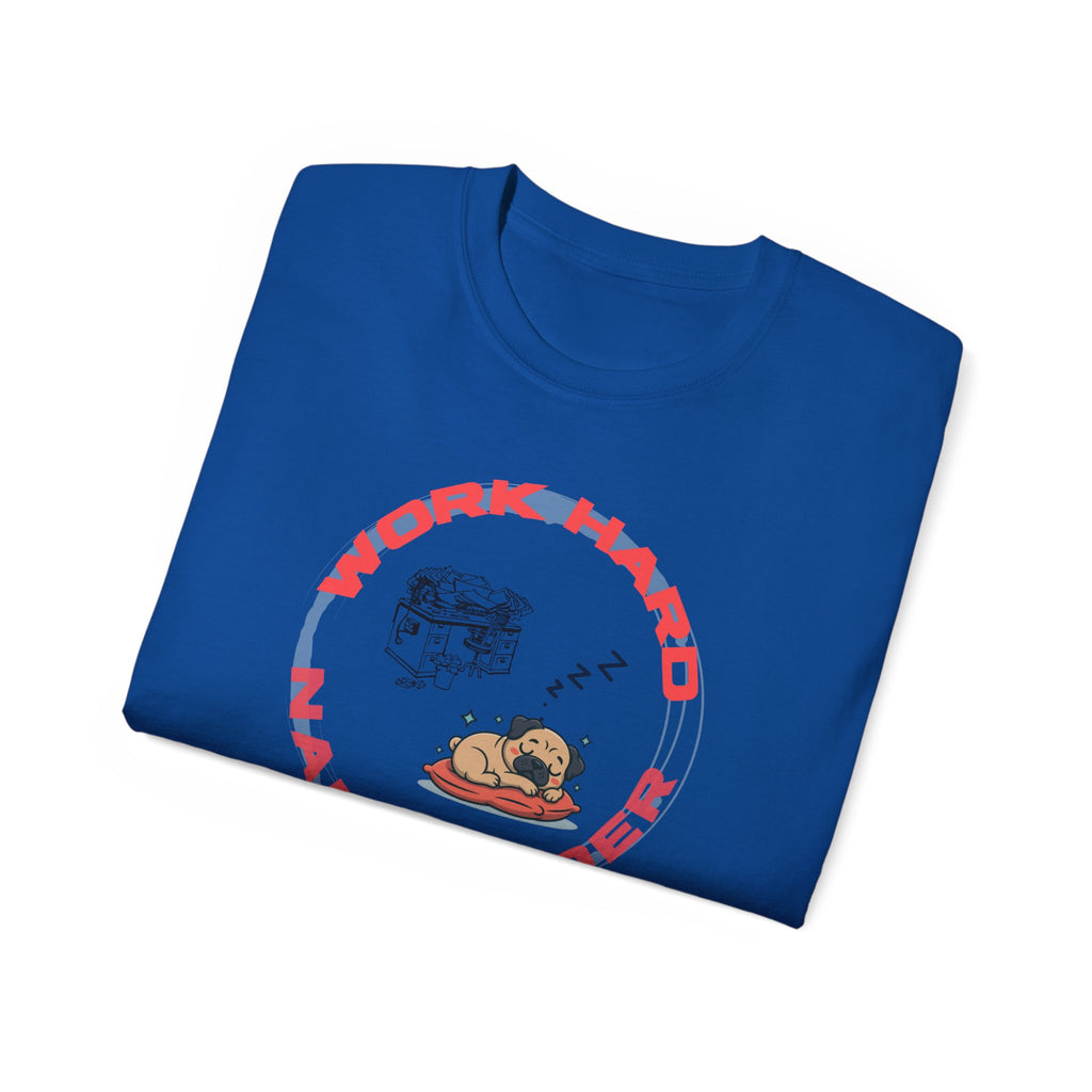 Work Hard Nap Harder T‑Shirt — Funny Sleep Lover Graphic Tee