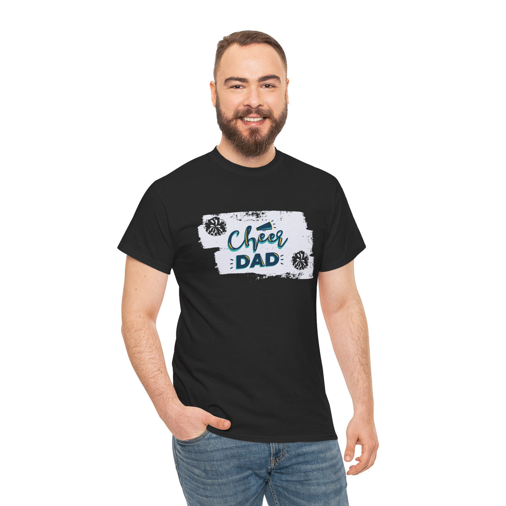 Cheer Dad T-Shirt — Cheerleading Dad Tee with Pom-Poms, Father's Day Gift
