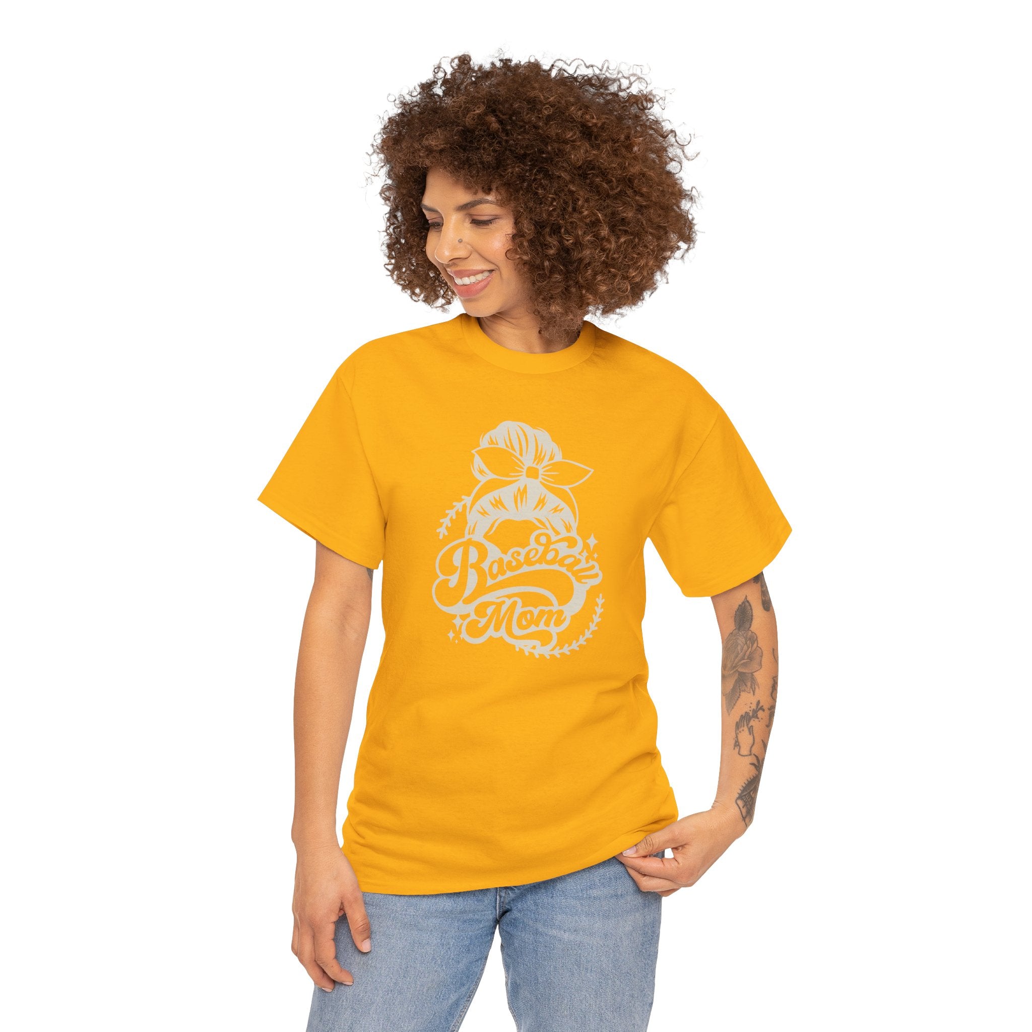 Baseball Mom Tee — Messy Bun Graphic Shirt for Proud Baseball Moms