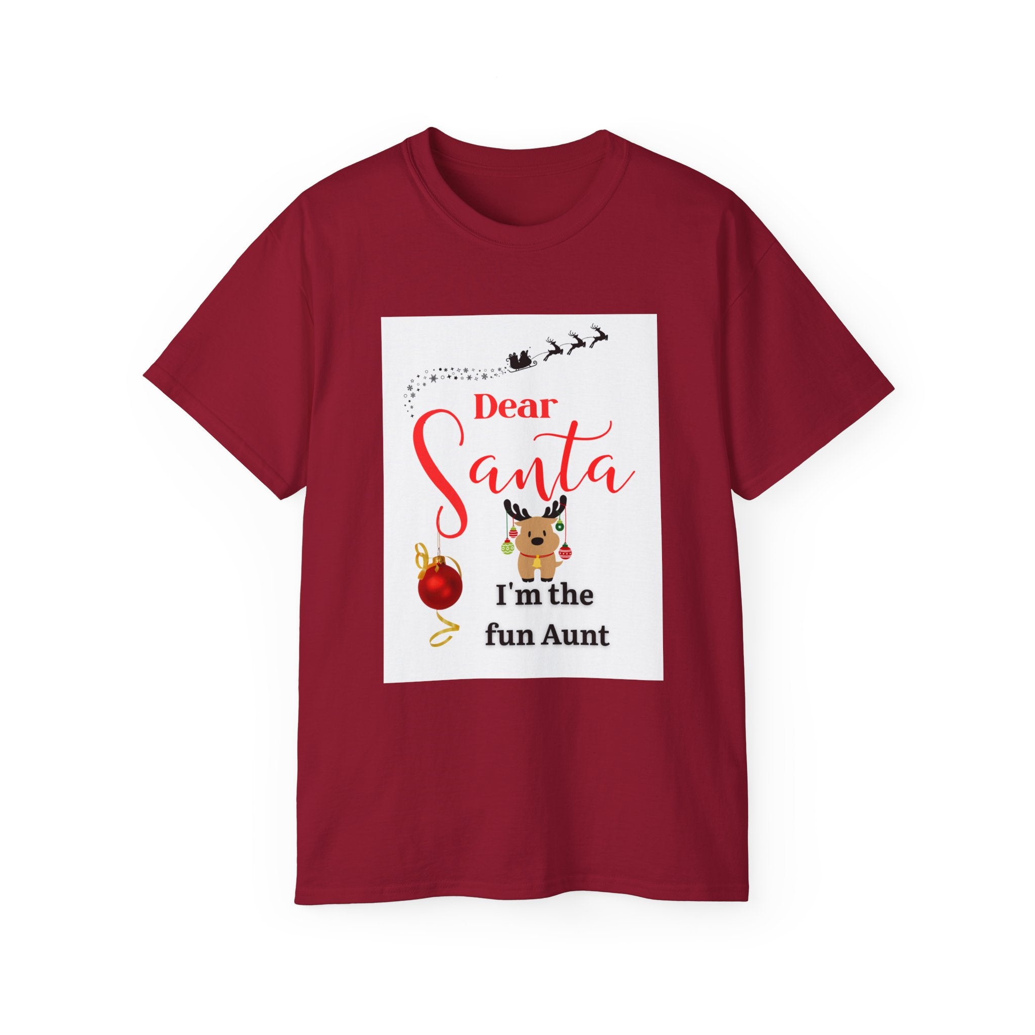 Dear Santa Festive Fun Aunt Tee, Christmas Shirt, Holiday Gift, Cute Santa Tee, Unisex Seasonal T-Shirt, Cute Aunt Apparel