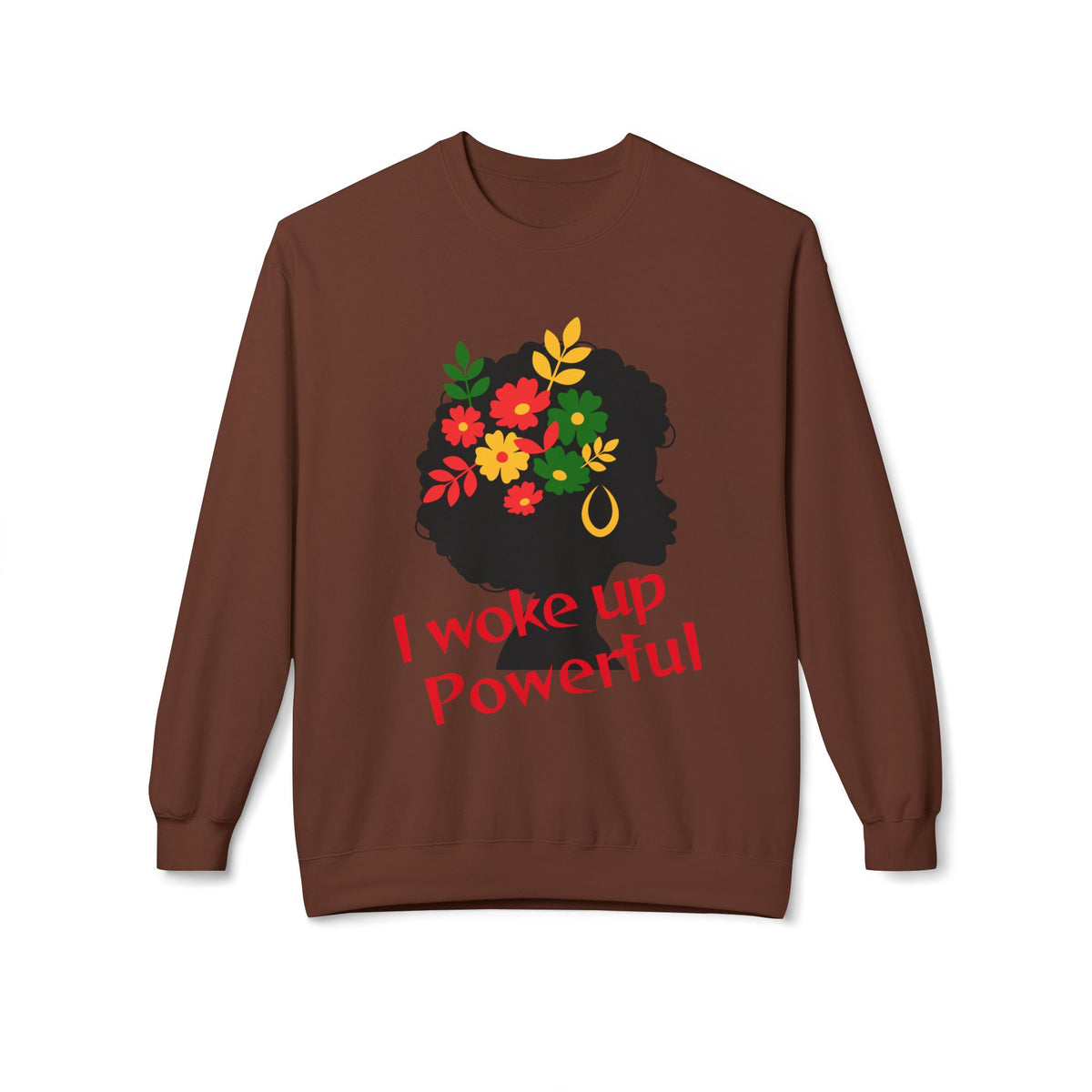 I Woke Up Powerful Crewneck Sweatshirt — Empowering Minimalist Line Art