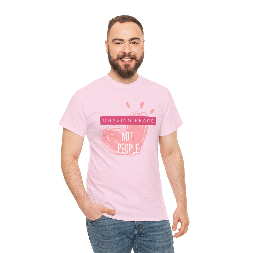Chasing Peace Not People Tee — Pink Graphic Mental Health Awareness T‑Shirt