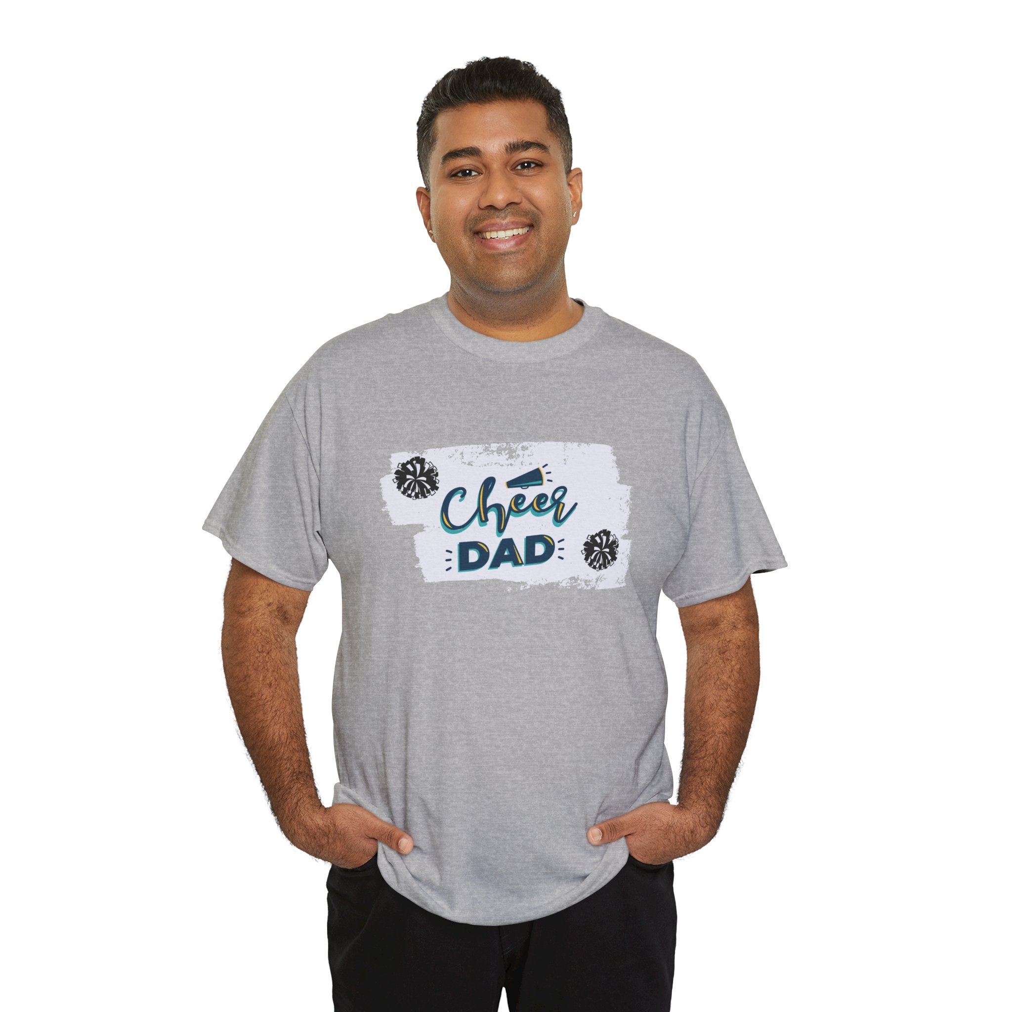 Cheer Dad T-Shirt — Cheerleading Dad Tee with Pom-Poms, Father's Day Gift