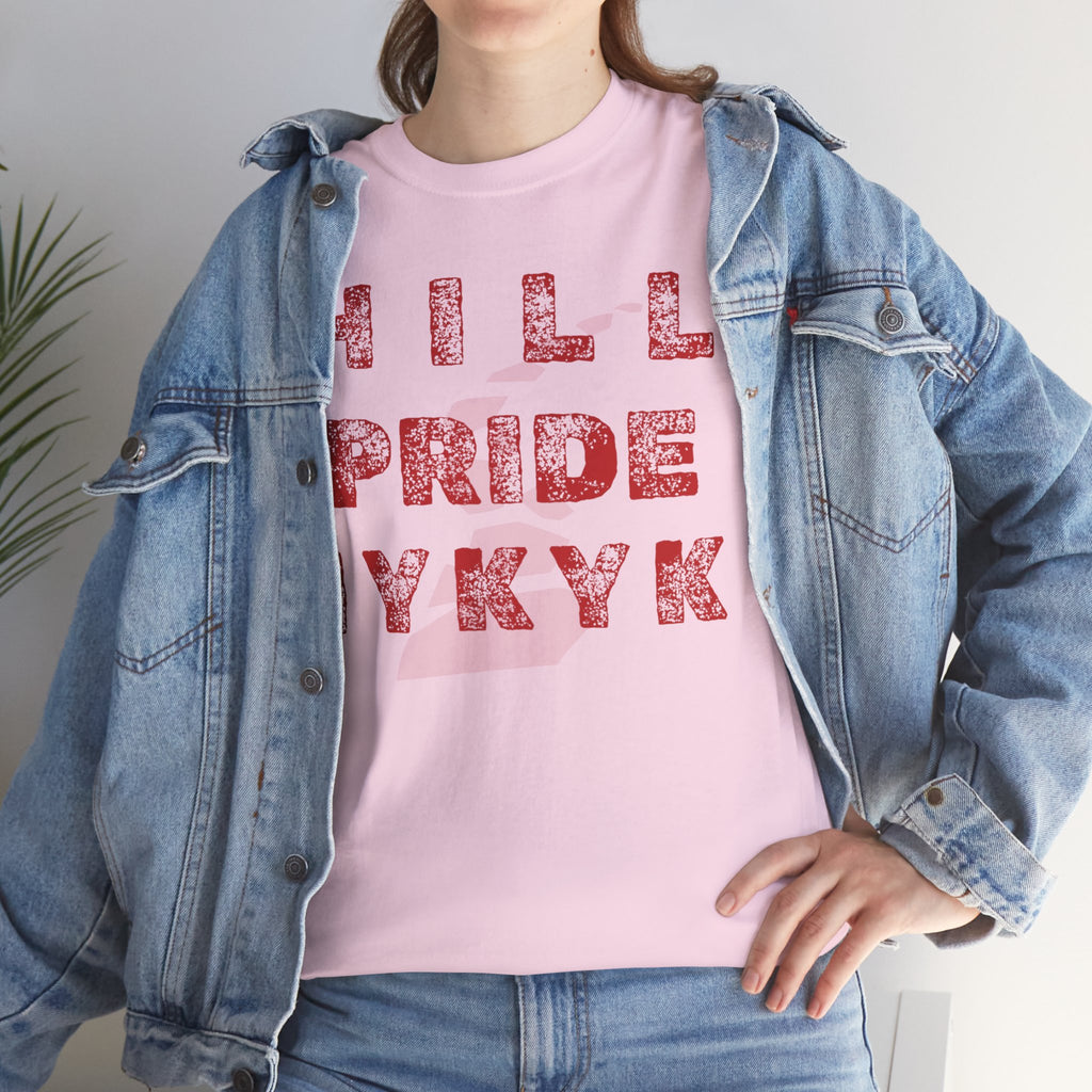 Hill Pride Cobblestone Road Graphic Tee — Red Brick Path Text Design