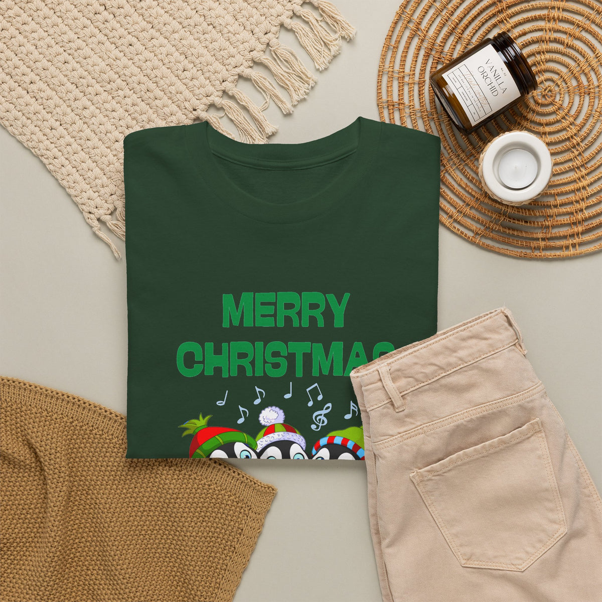 Merry Christmas Penguin Trio Holiday T-Shirt