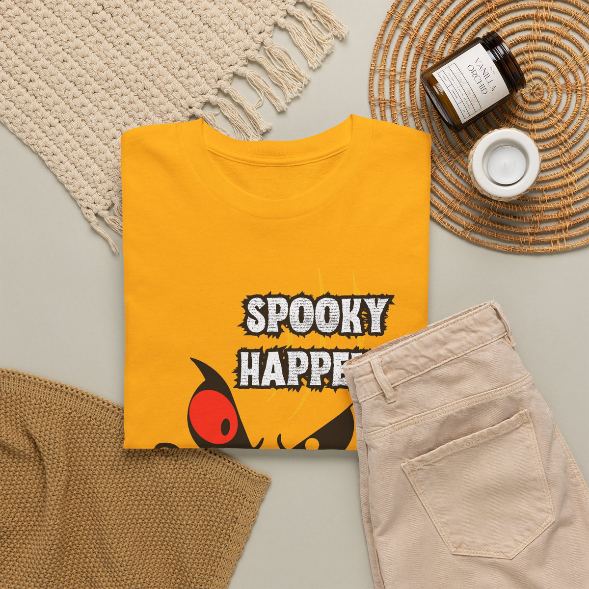 Spooky Happens Halloween T-Shirt — Creepy Jack-O'-Lantern Face Tee