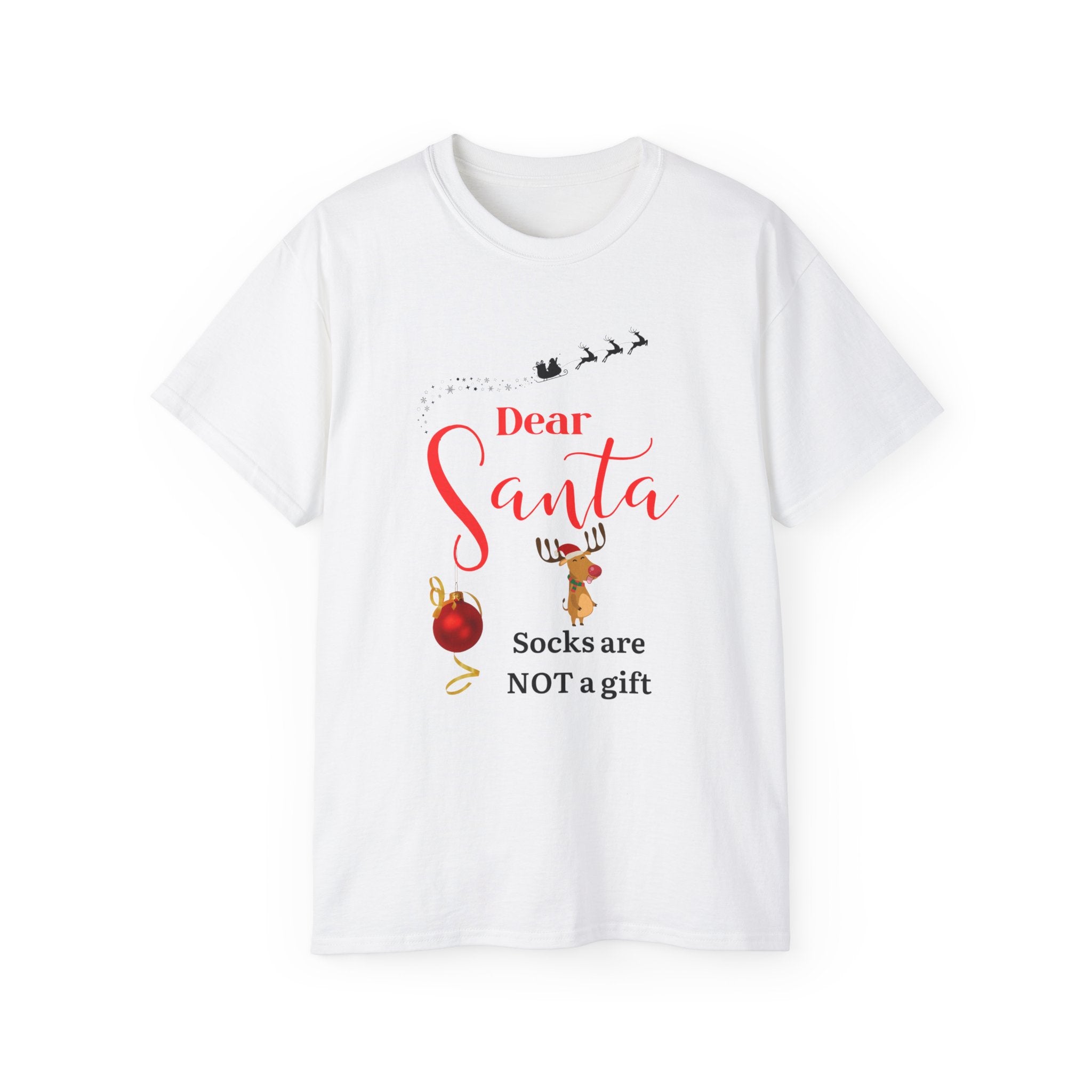 Dear Santa, Socks are not...Unisex Cotton Tee, Christmas Shirt, Holiday Gift, Funny Xmas Apparel, Santa Humor Tee