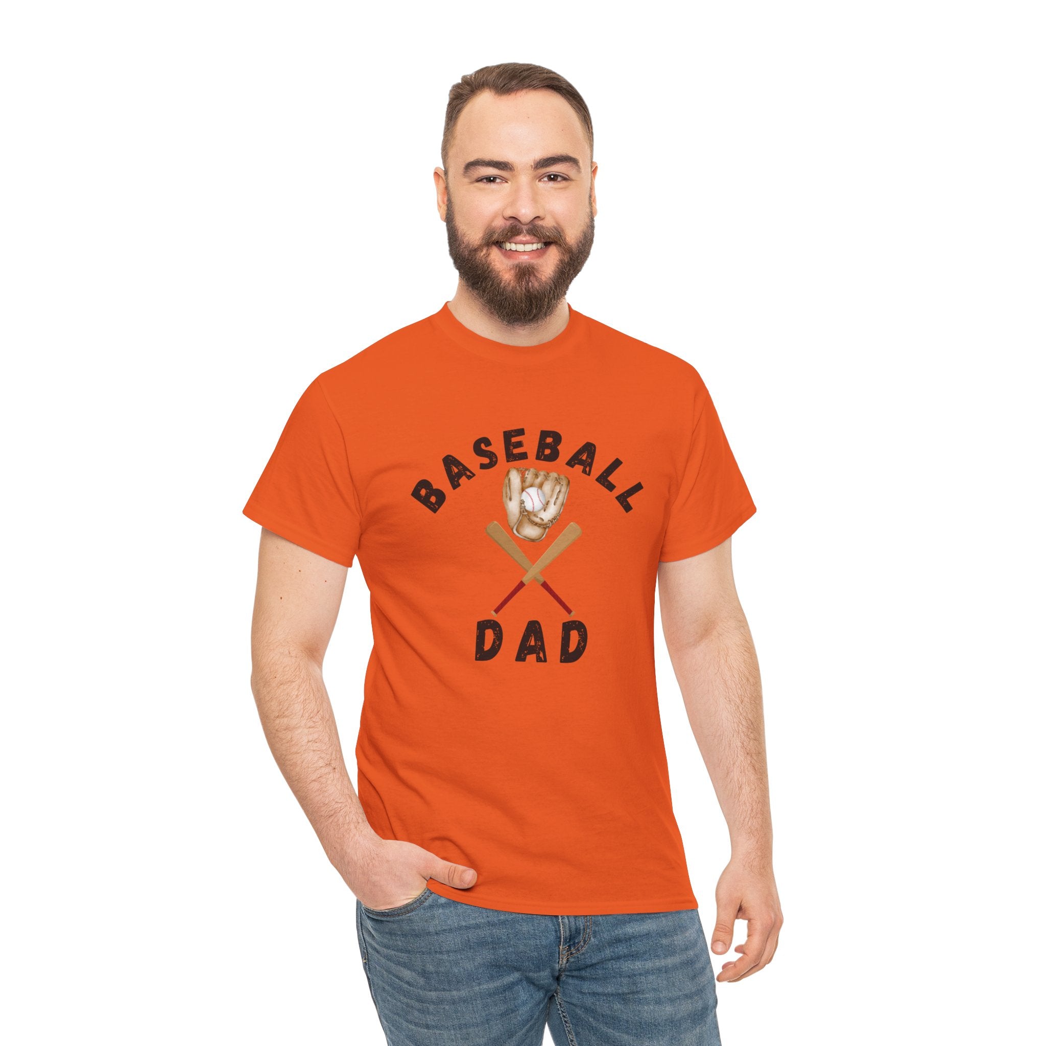 Baseball Dad Tee — Vintage Glove & Crossed Bats Graphic Shirt
