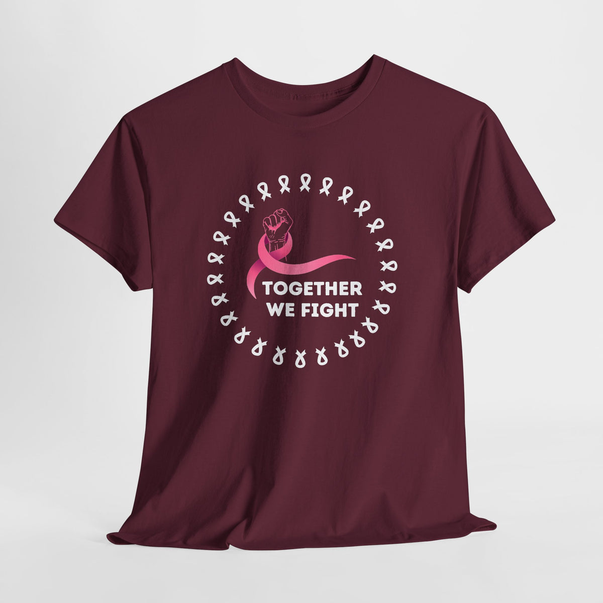 Breast Cancer Awareness T-Shirt - "Together We Fight" Pink Ribbon Tee