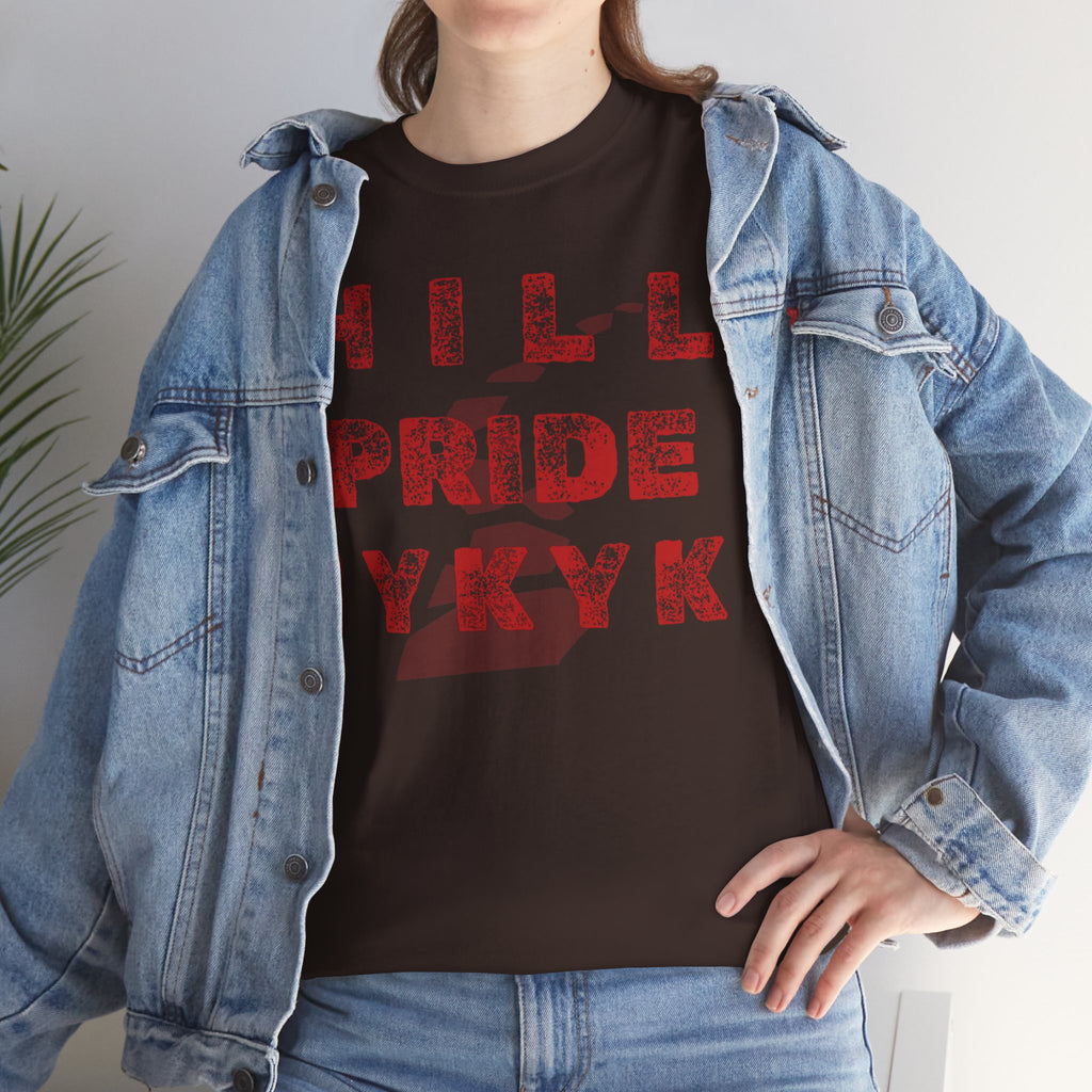Hill Pride Cobblestone Road Graphic Tee — Red Brick Path Text Design