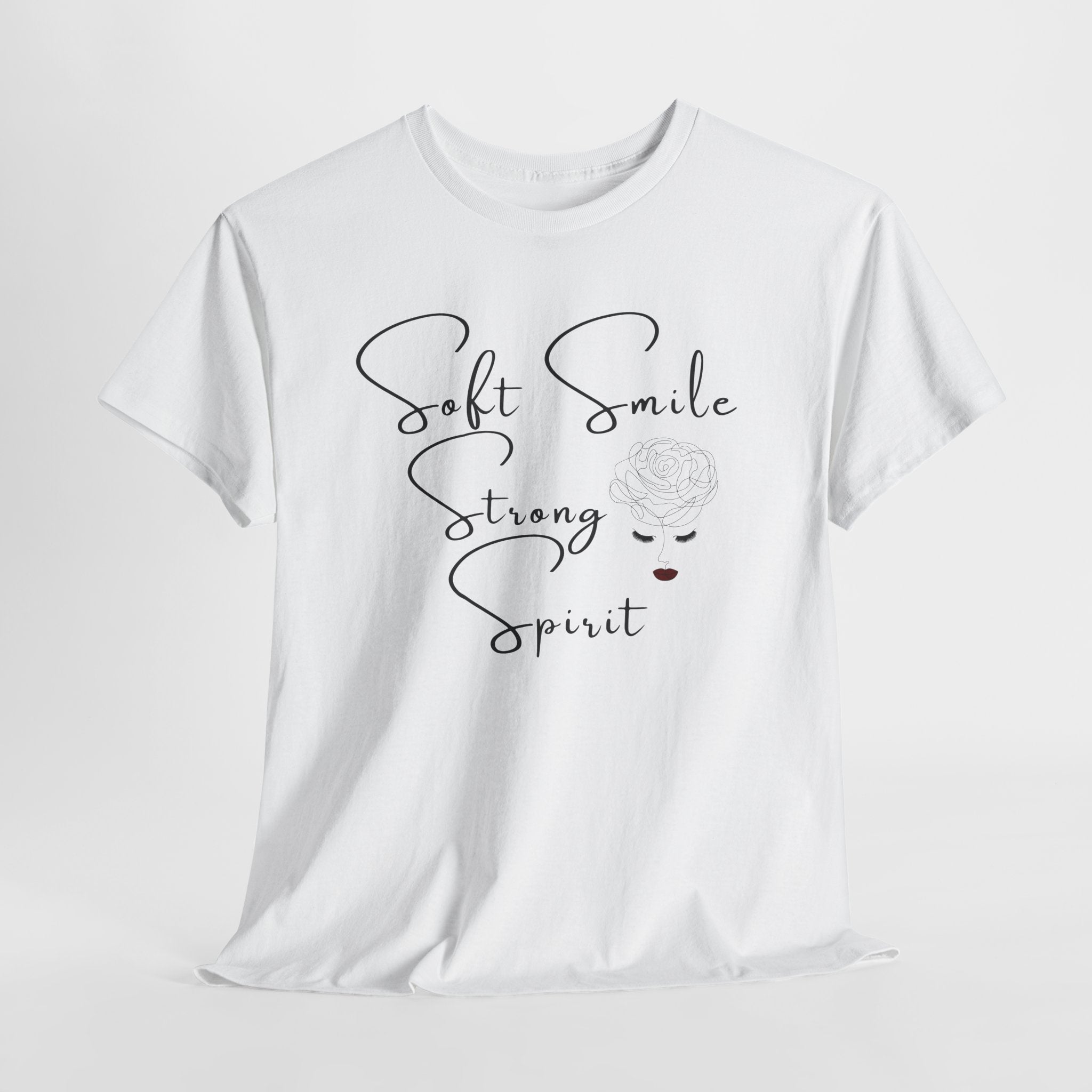 Soft Smile Strong Spirit Tee — Minimal Line Art Inspirational T-Shirt