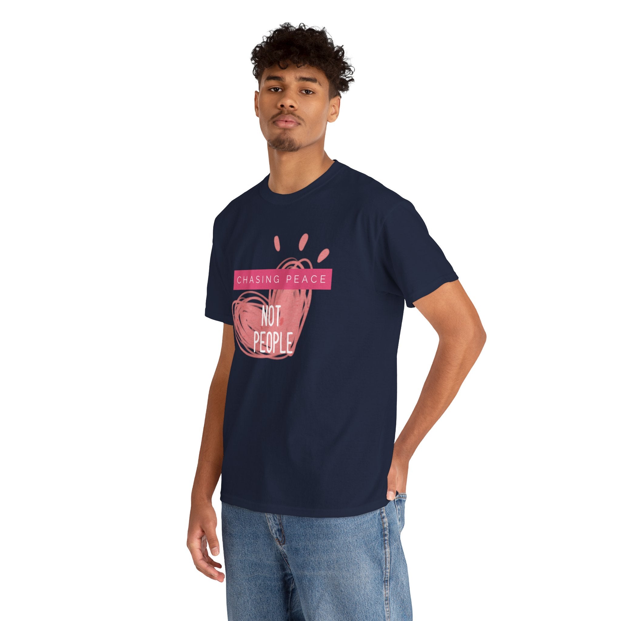 Chasing Peace Not People Tee — Pink Graphic Mental Health Awareness T‑Shirt
