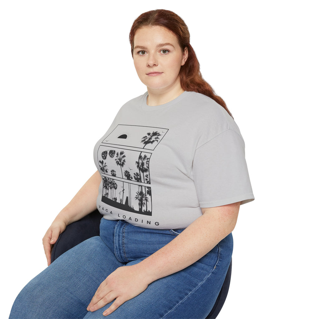 Vacation Loading T‑Shirt — Retro Palm & Sunset Graphic Tee