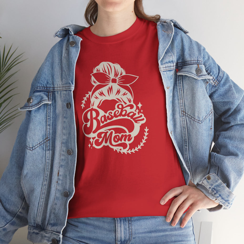 Baseball Mom Tee — Messy Bun Graphic Shirt for Proud Baseball Moms