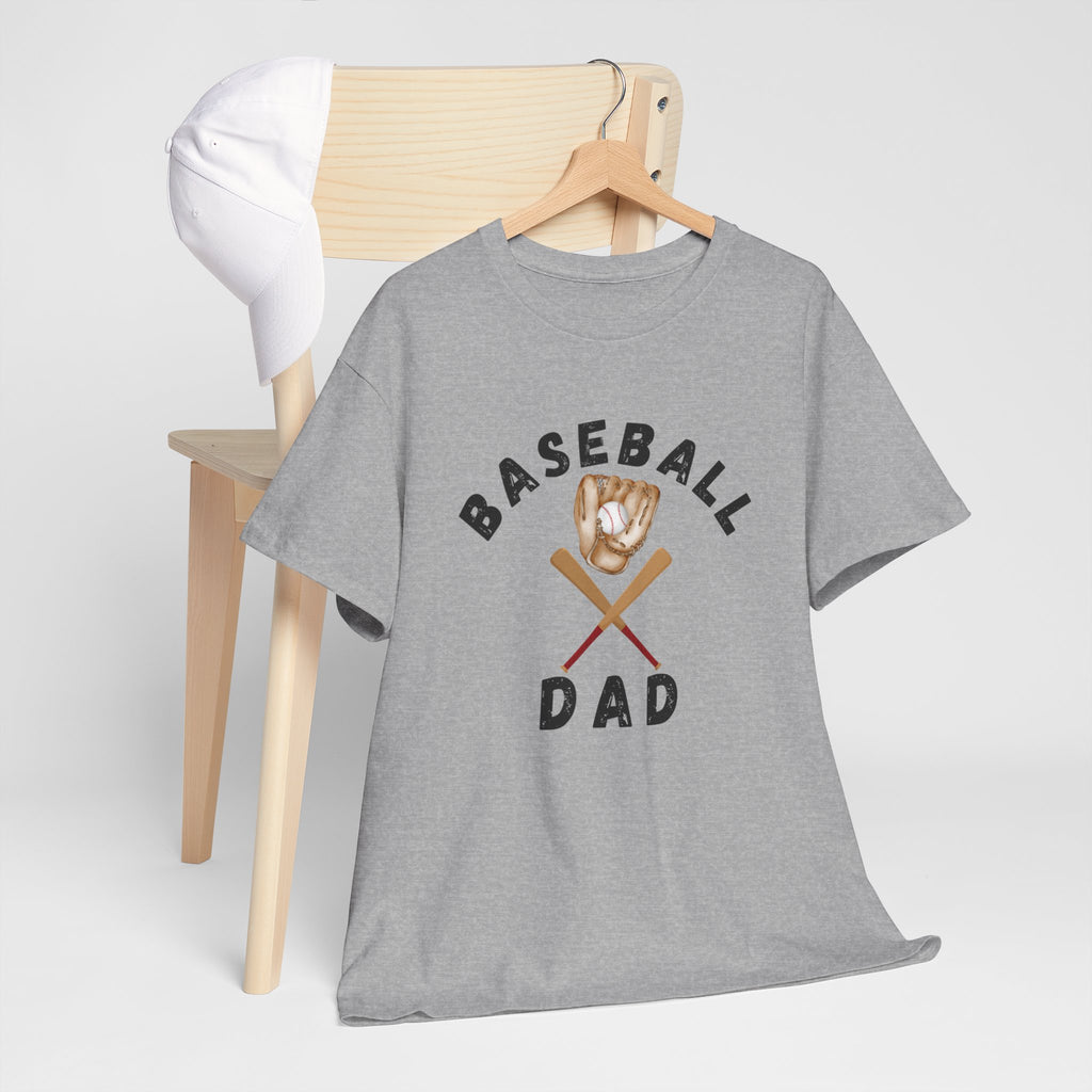Baseball Dad Tee — Vintage Glove & Crossed Bats Graphic Shirt