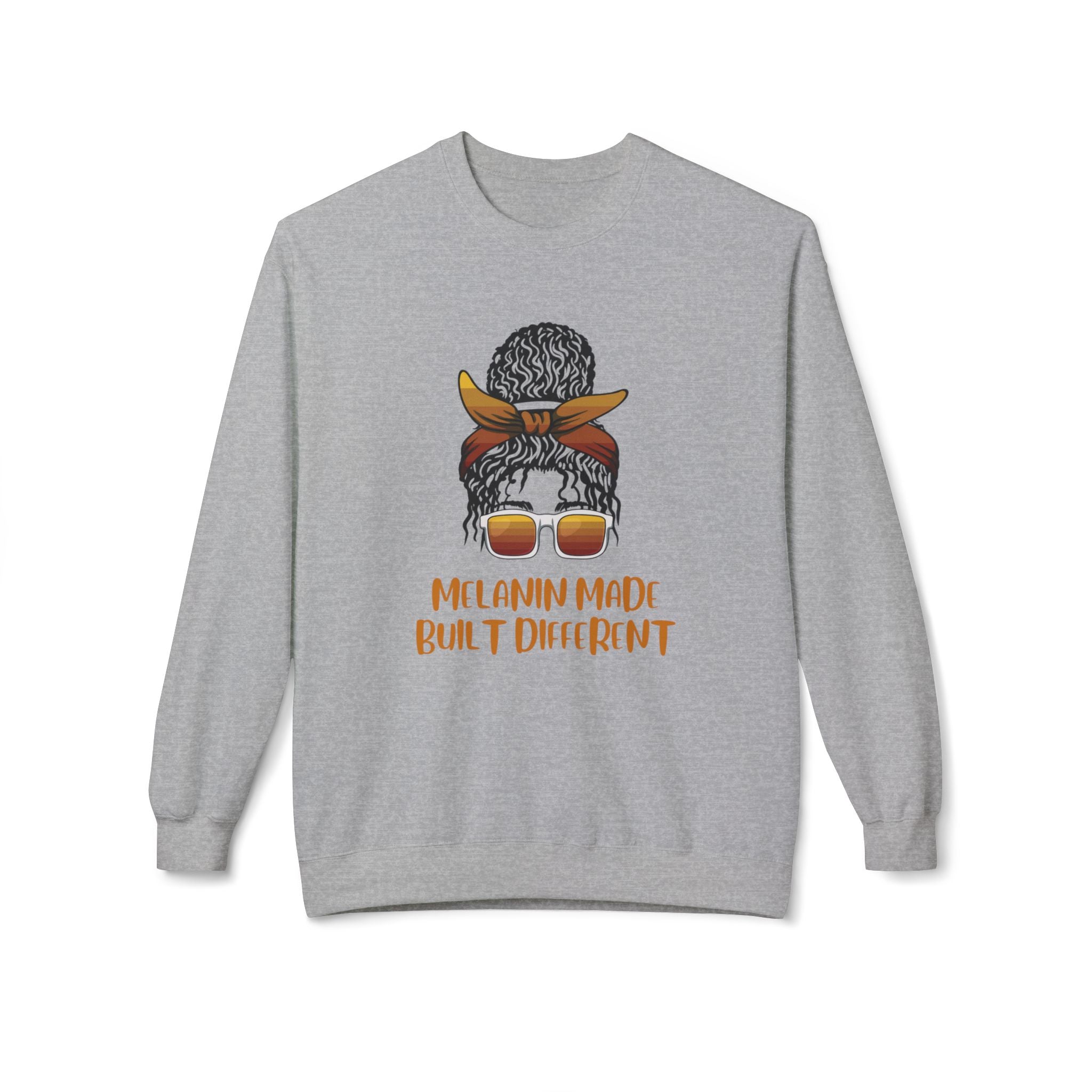 Melanin Made Built Different Sweatshirt — Afro Puff Bandana Crewneck