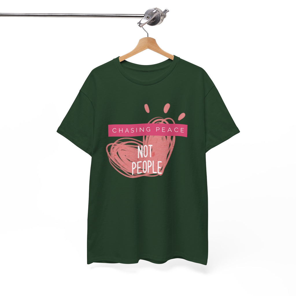 Chasing Peace Not People Tee — Pink Graphic Mental Health Awareness T‑Shirt