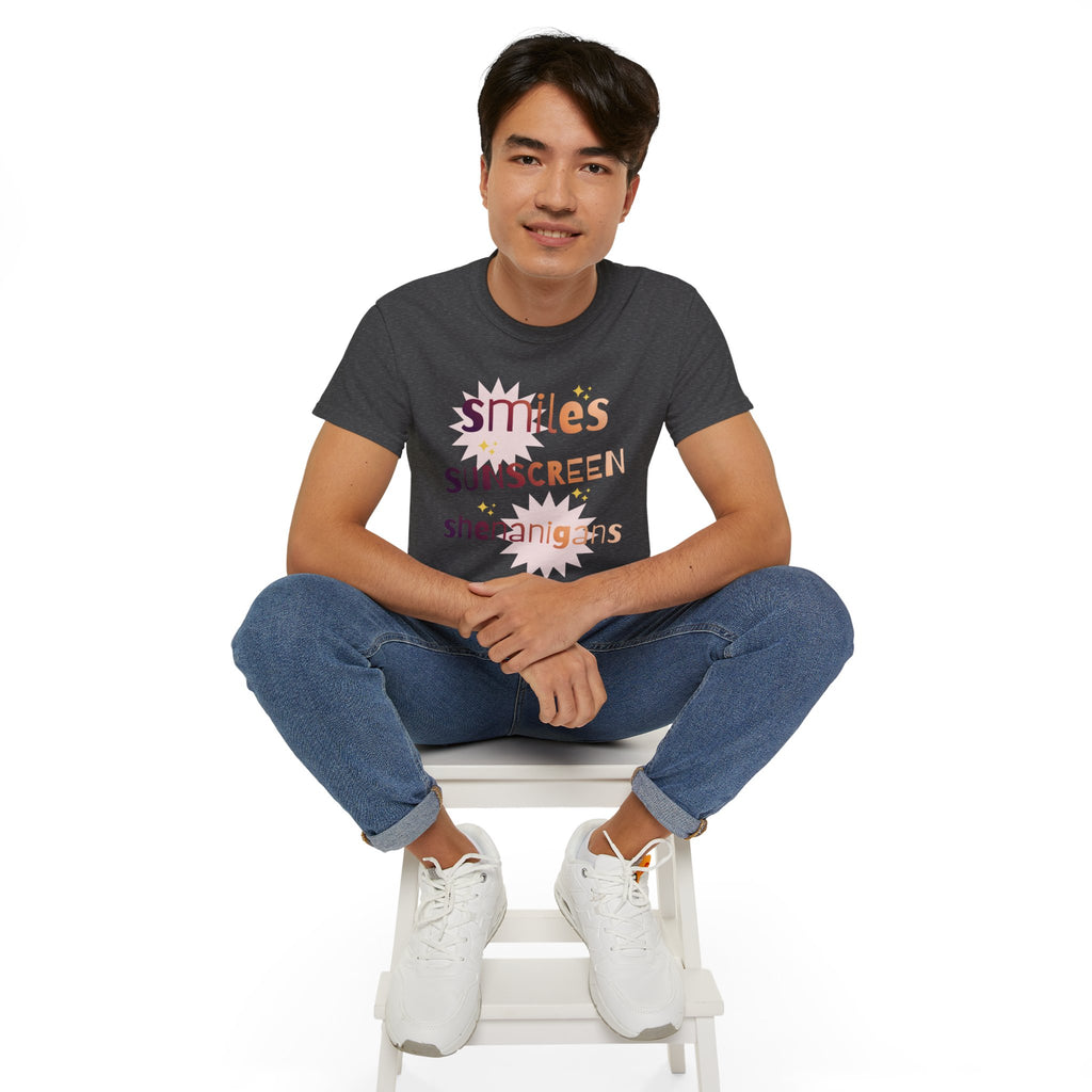Smiles Sunscreen Shenanigans Tee — Fun Summer Beach Shirt