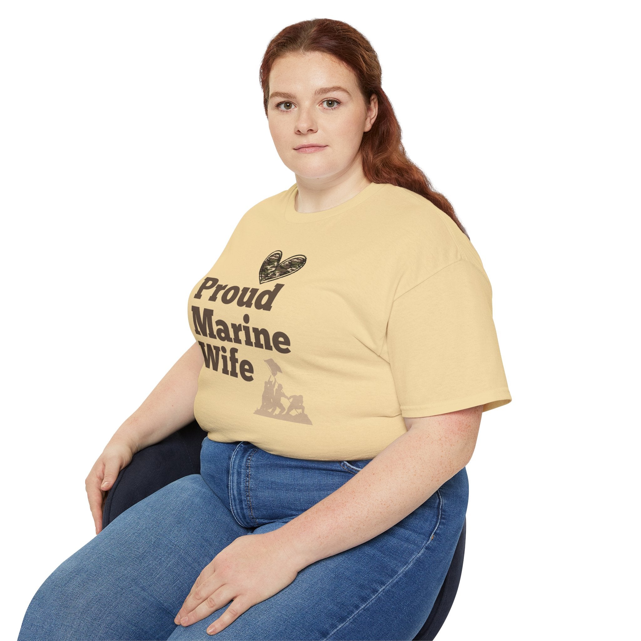 Proud Marine Wife T-Shirt — Camouflage Heart & Marine Family Tee