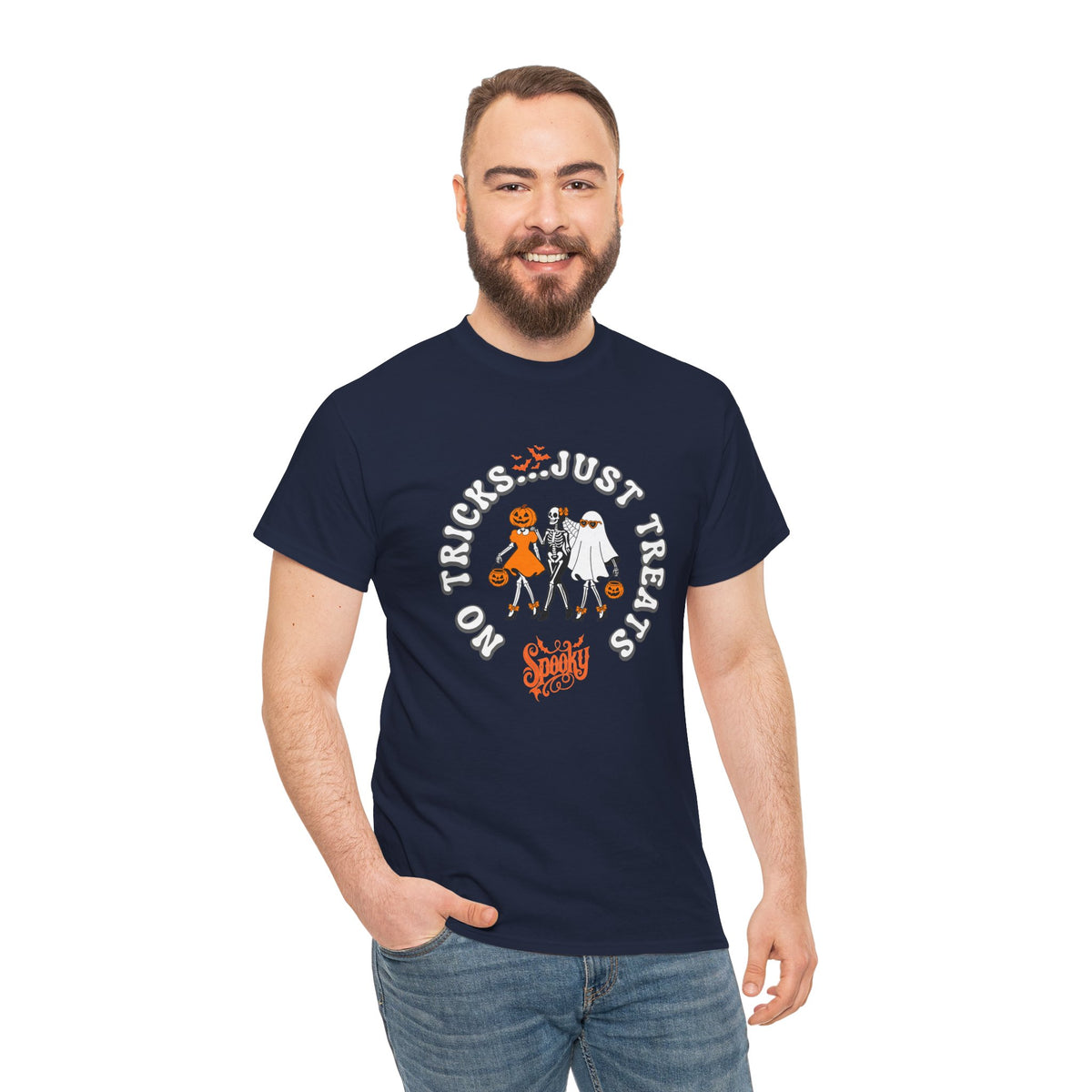Halloween 'No Tricks, Just Treats' Tee — Costume and Candy Graphic Shirt