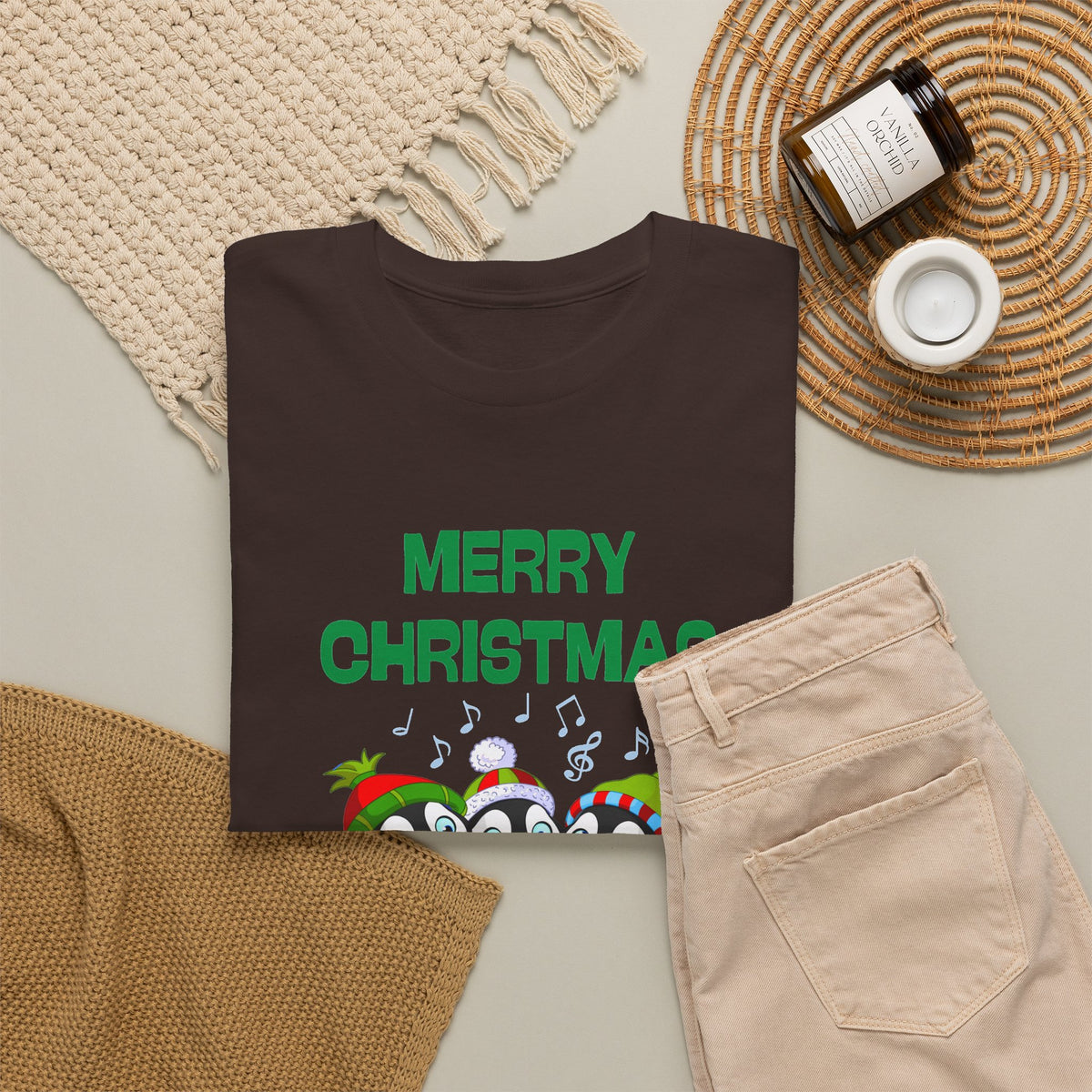 Merry Christmas Penguin Trio Holiday T-Shirt