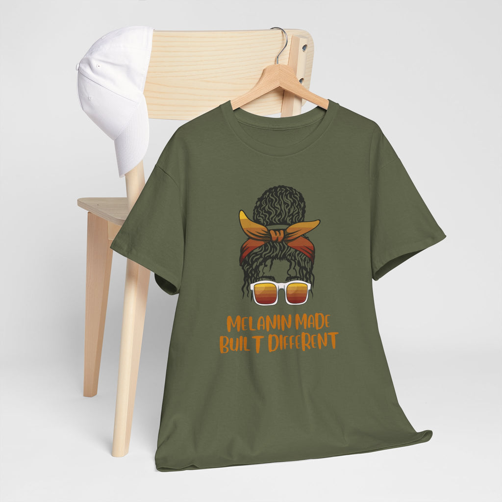 T-Shirt — "Melanin Made, Built Different" Graphic Tee