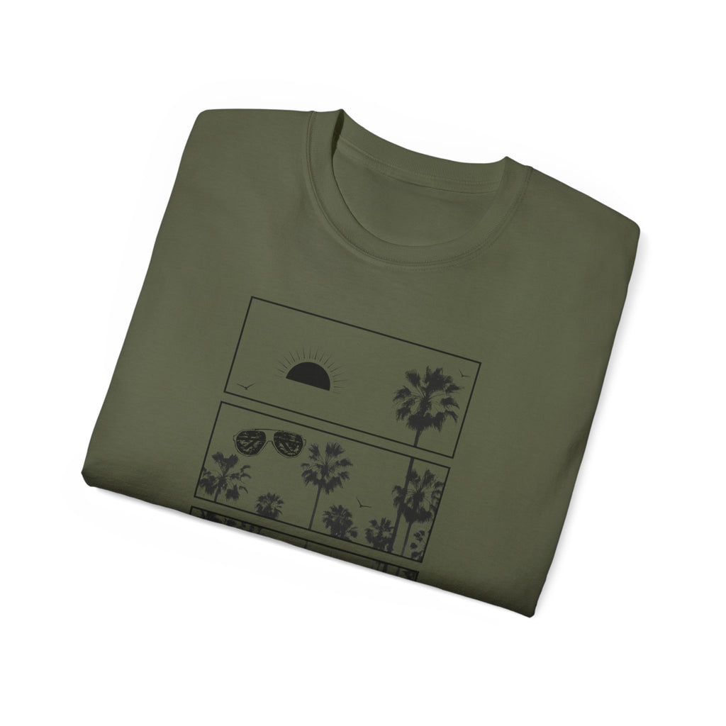Vacation Loading T‑Shirt — Retro Palm & Sunset Graphic Tee