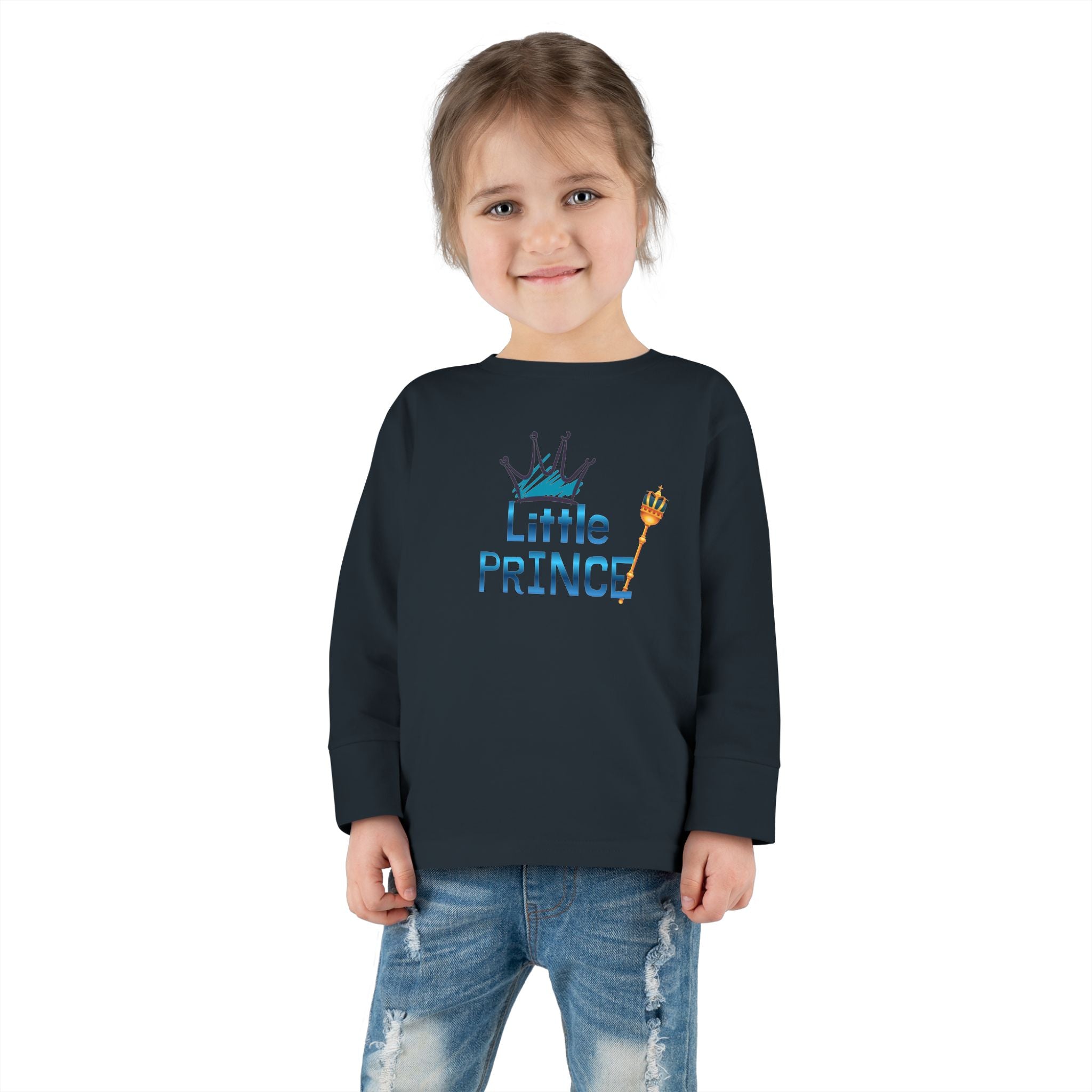 Little Prince Toddler Long Sleeve Tee — Cute Crown Design