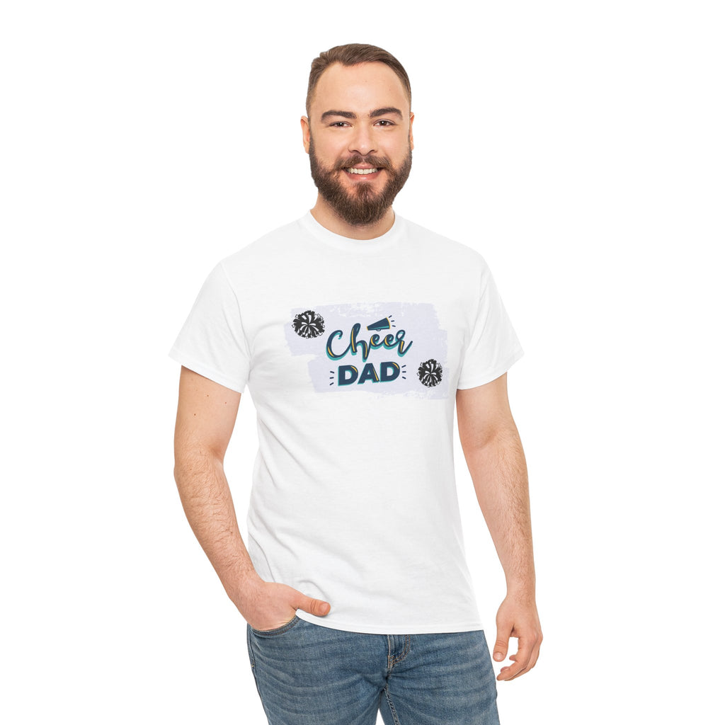 Cheer Dad T-Shirt — Cheerleading Dad Tee with Pom-Poms, Father's Day Gift