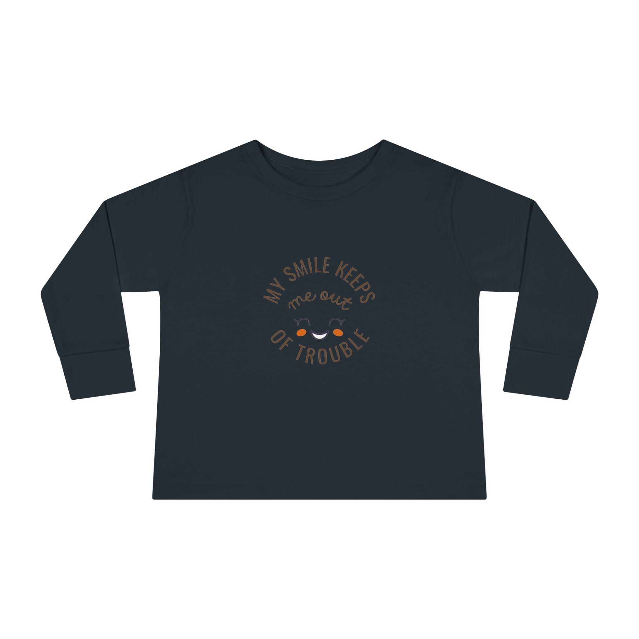 My smile keeps me out of trouble Toddler Long Sleeve Tee