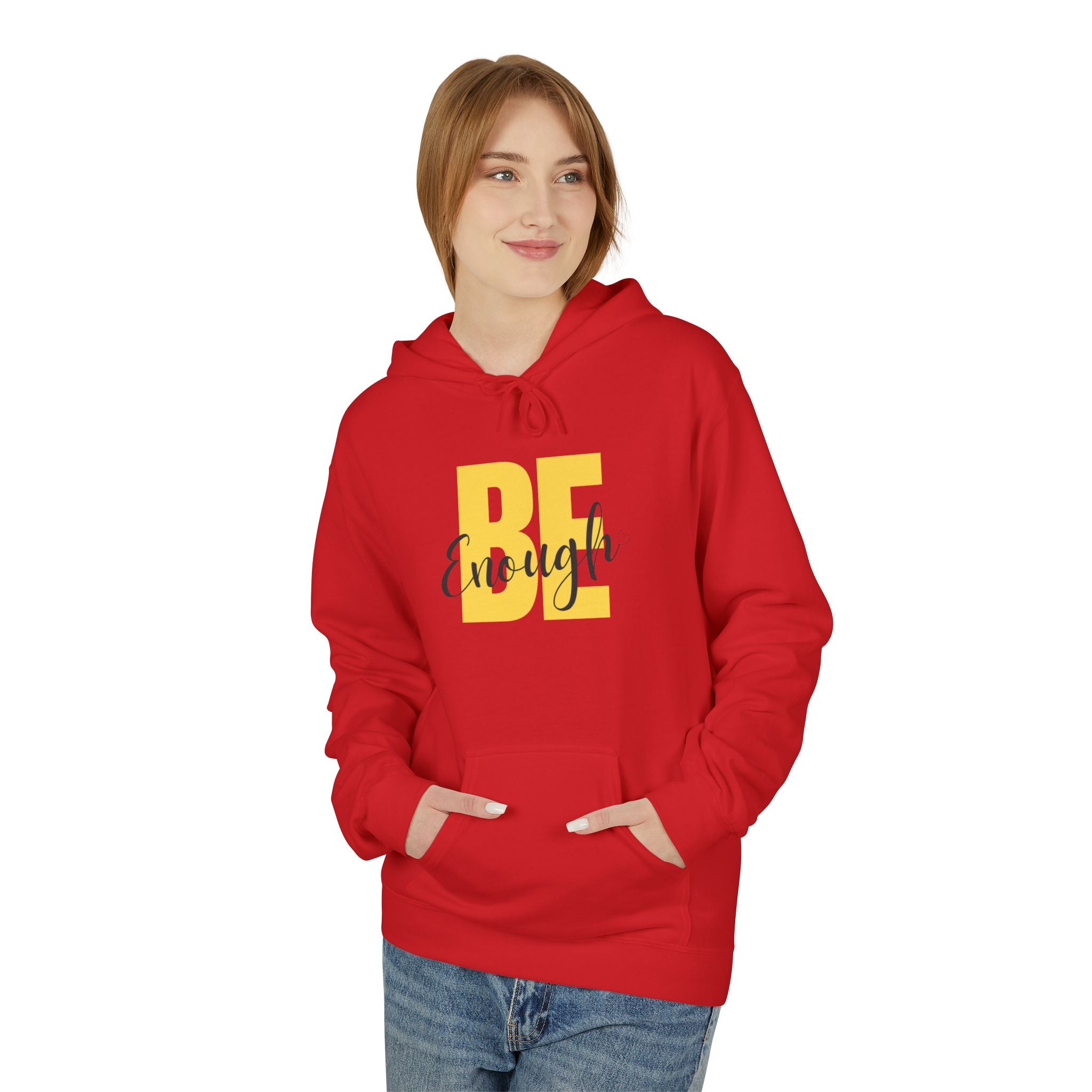 Hoodie – "Be Enough" Inspirational Yellow Script Pullover