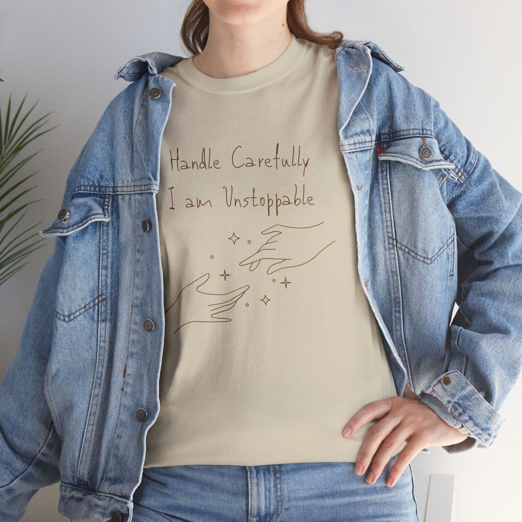 Vulnerable Hearts Tee – "Handle Carefully I am Unstoppable" Minimalist Graphic T-Shirt