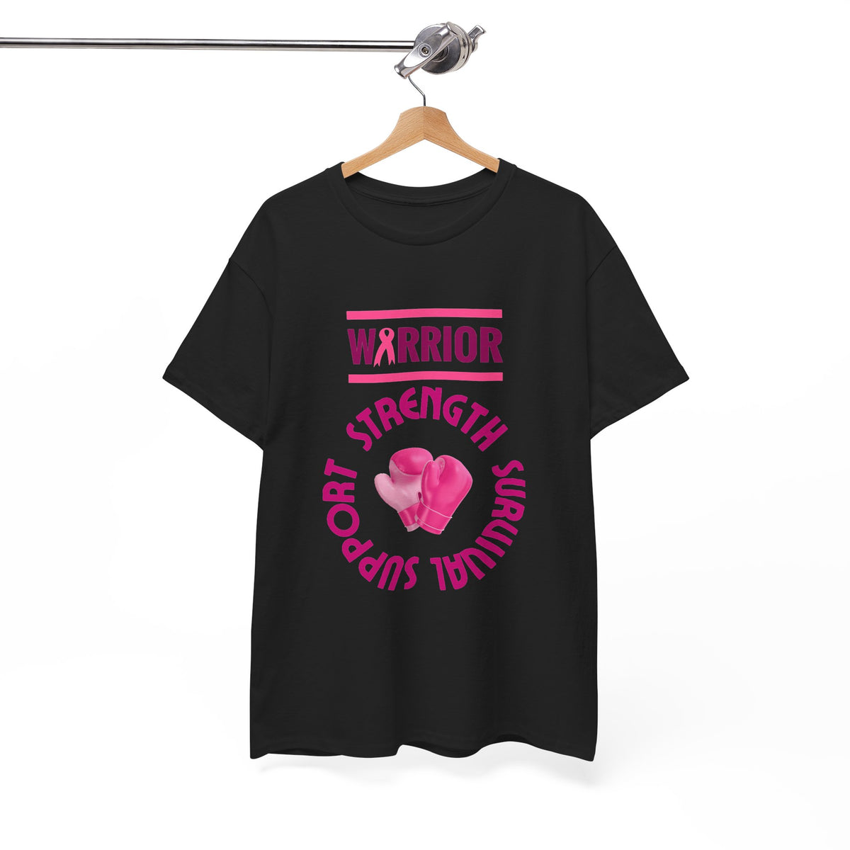 Breast Cancer Warrior T-Shirt — Strength, Support, Survival Pink Gloves Design