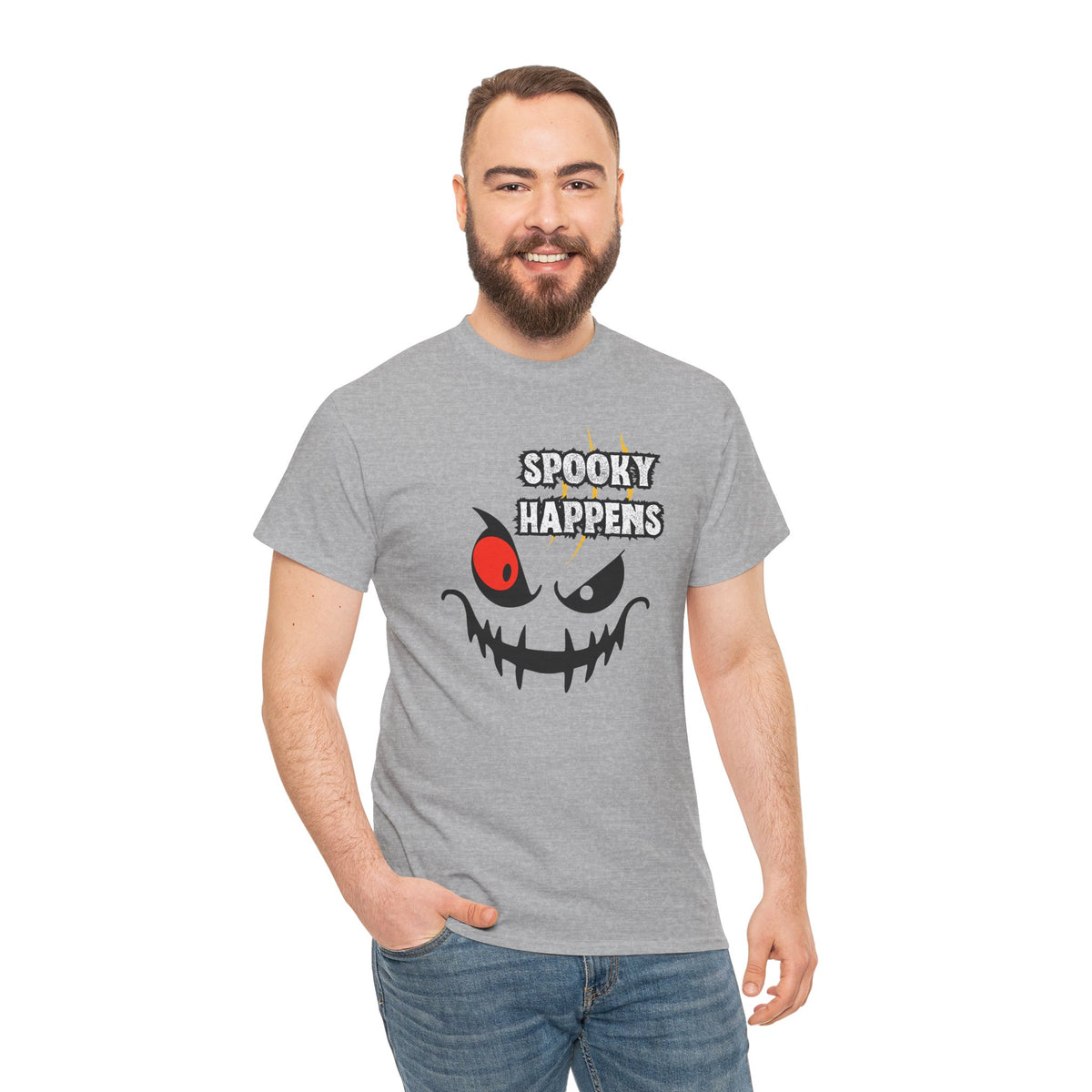 Spooky Happens Halloween T-Shirt — Creepy Jack-O'-Lantern Face Tee