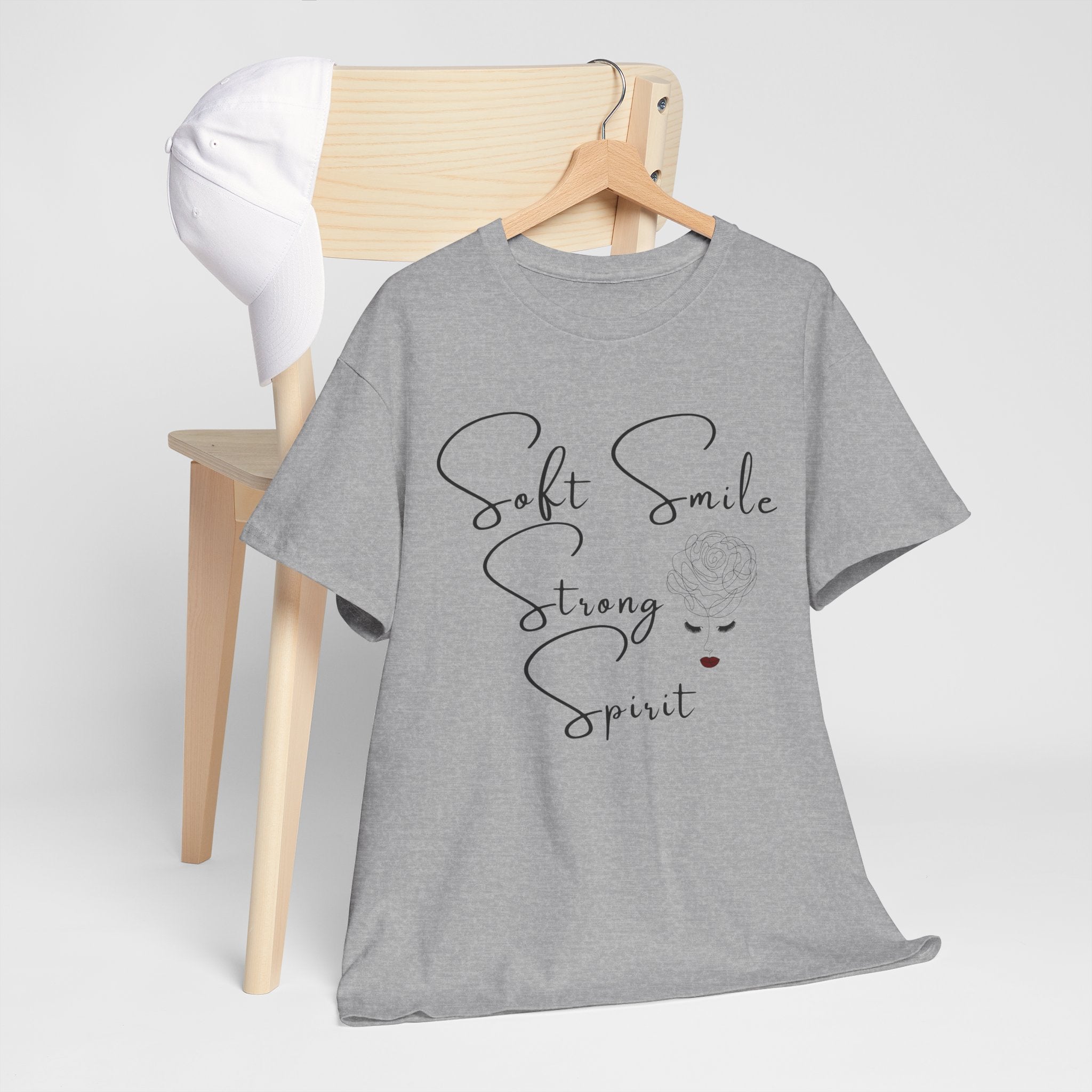 Soft Smile Strong Spirit Tee — Minimal Line Art Inspirational T-Shirt