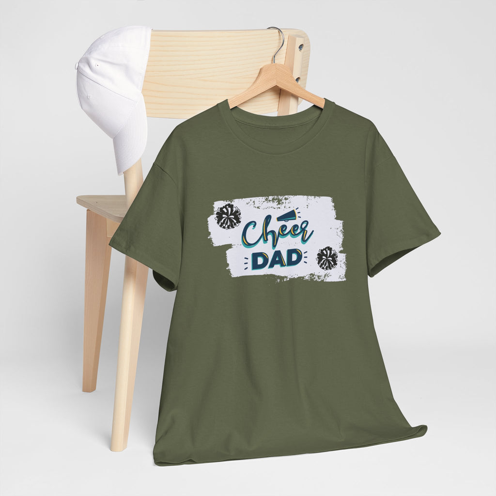 Cheer Dad T-Shirt — Cheerleading Dad Tee with Pom-Poms, Father's Day Gift