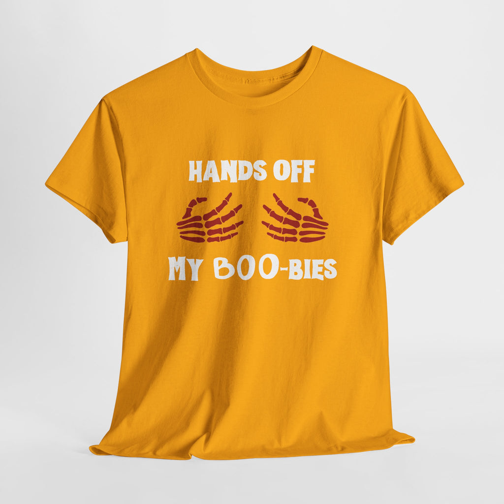 Hands Off My Boo-bies Halloween T-Shirt — Spooky Skeleton Hands Graphic Tee