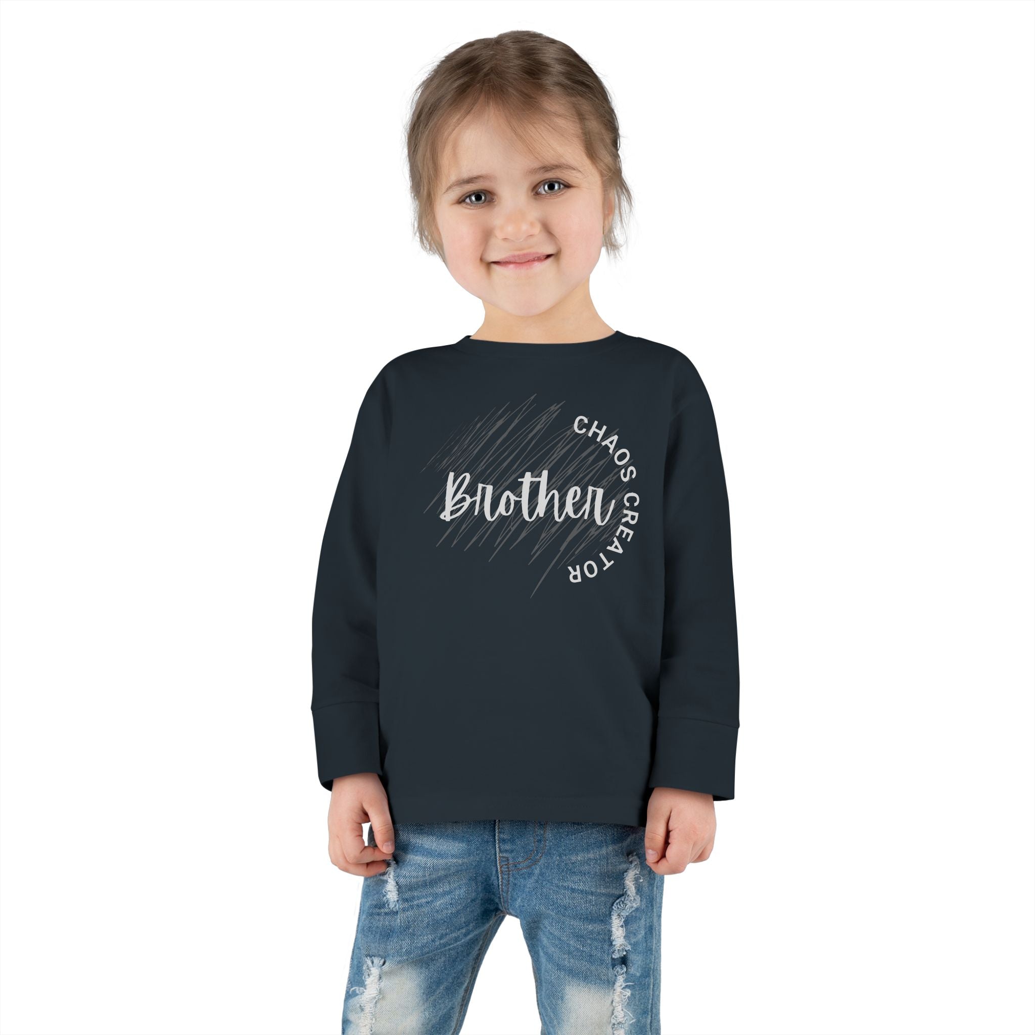 Toddler Long Sleeve Tee — “Chaos Creator” Brother Graphic